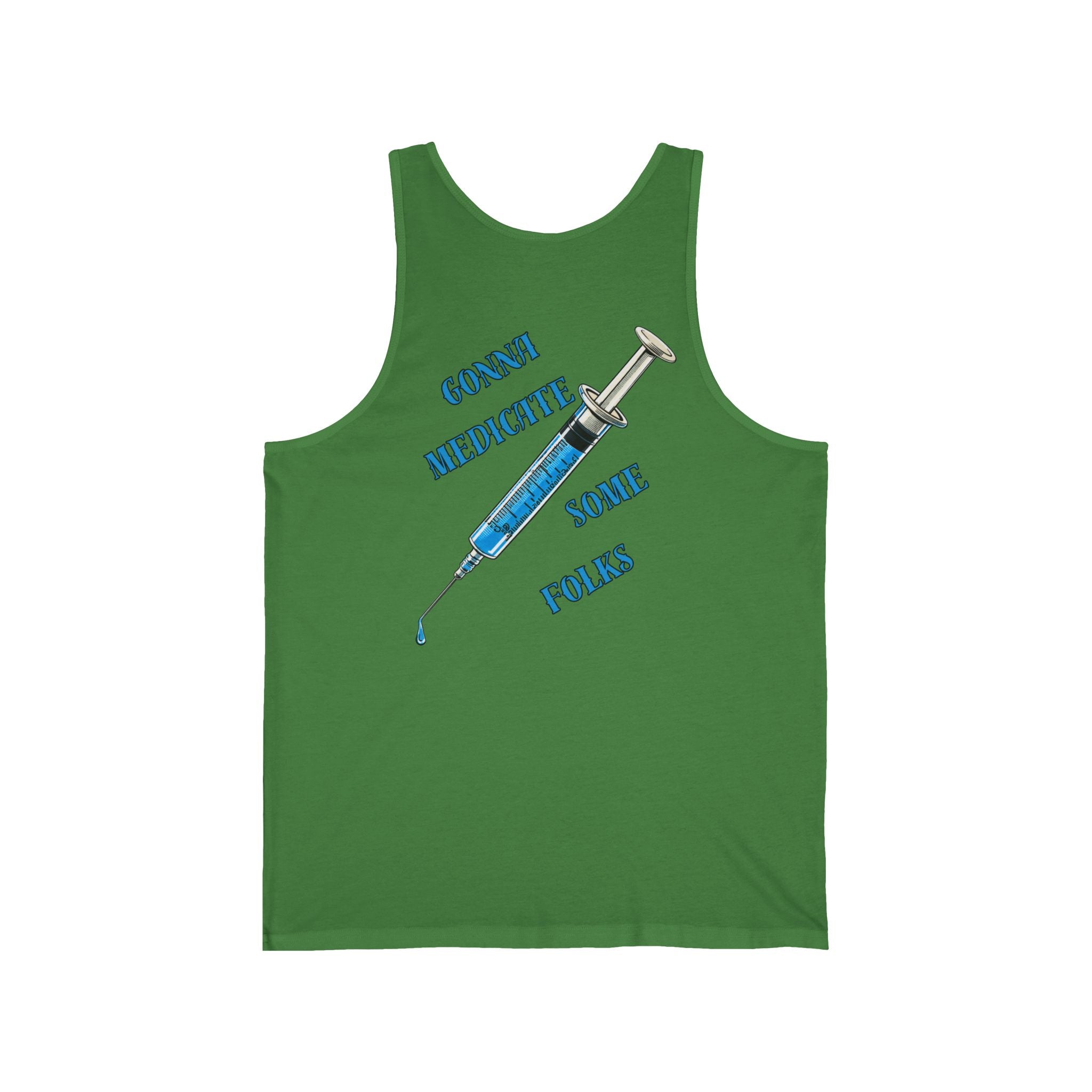 Front & Back "Laughter Is The Best Medicine" & Syringe Graphic Tank Top