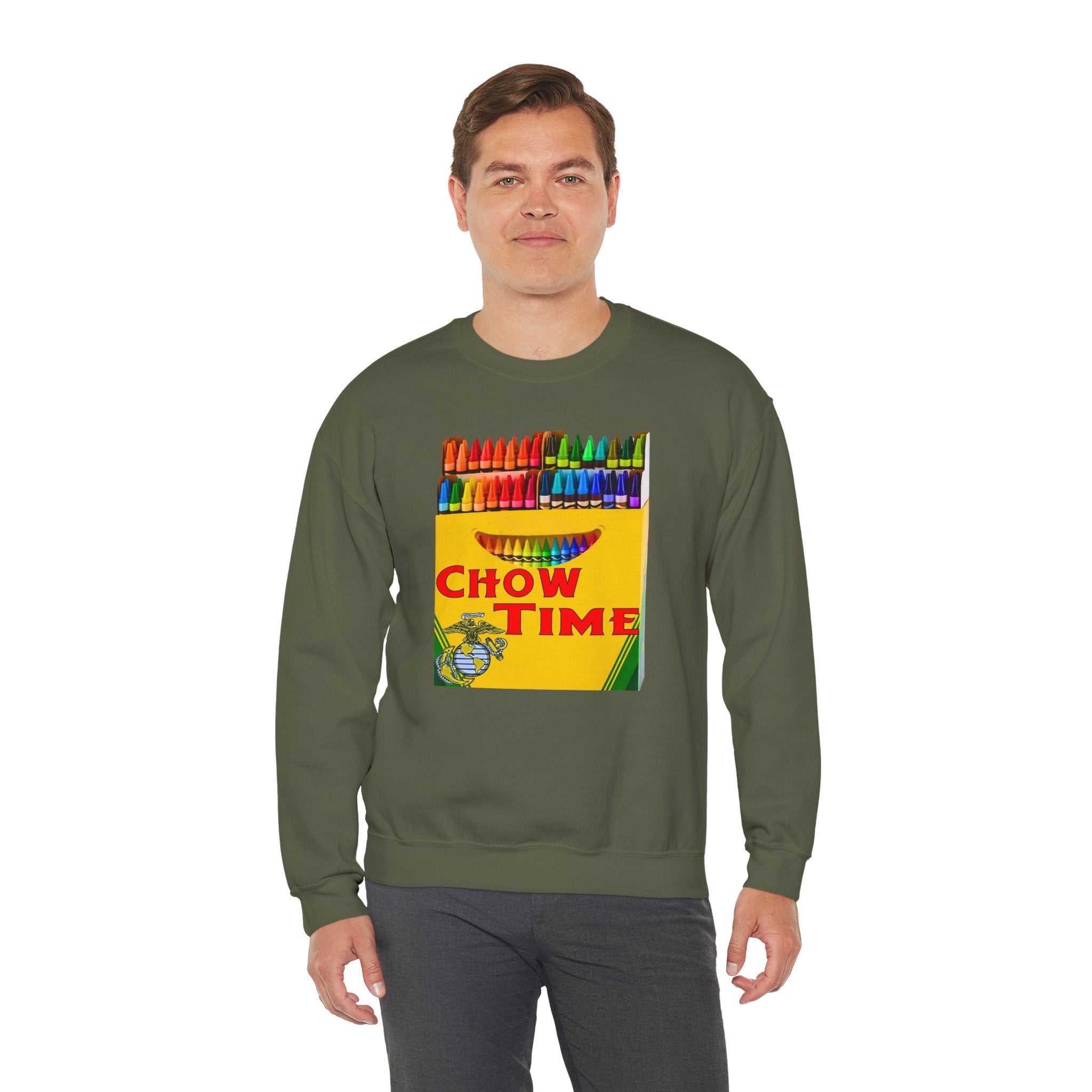Chow Time Sweatshirt — Colorful Crayon Snack Art Crewneck