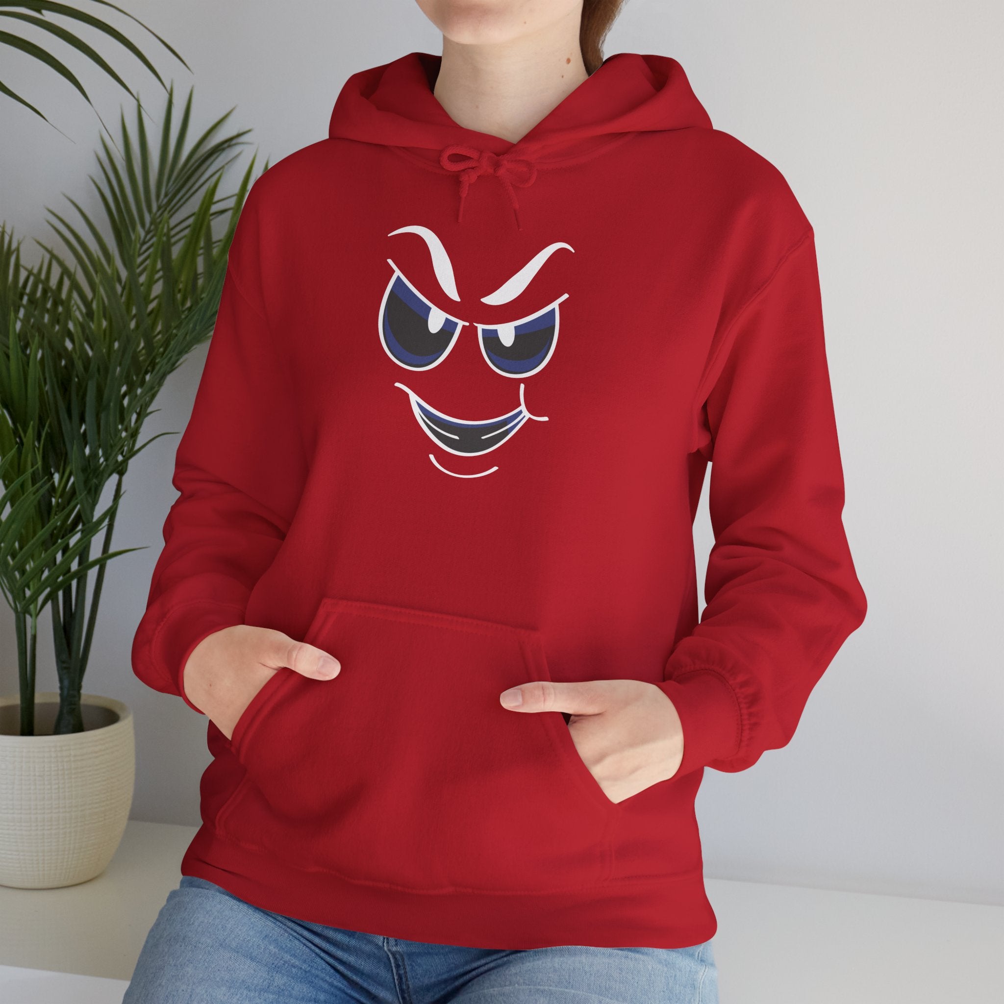 slightly mischievous Face Hoodie — Cool Grin Graphic Pullover