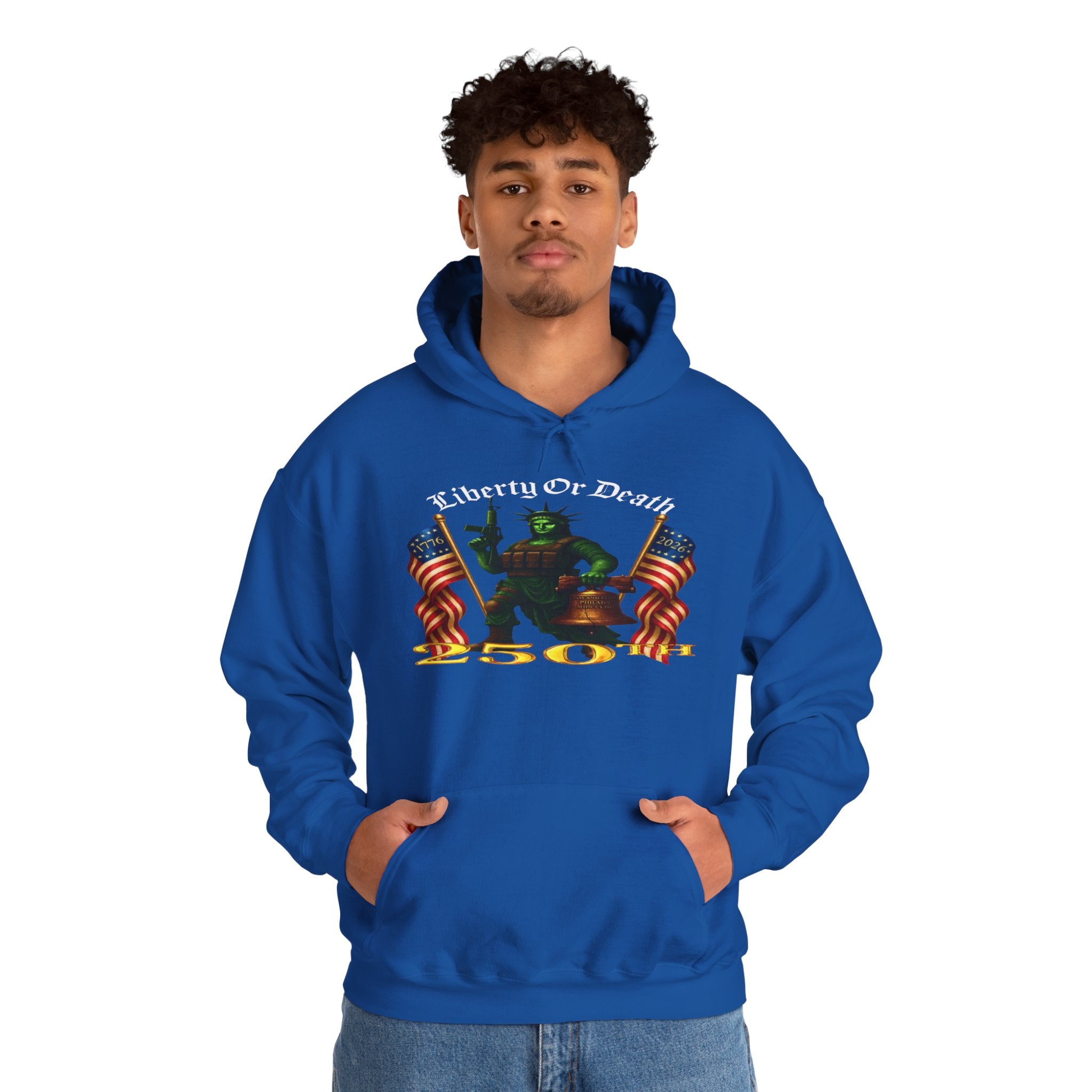 Liberty Or Death 50 Hoodie - Patriotic American Flag Skeleton Graphic Pullover