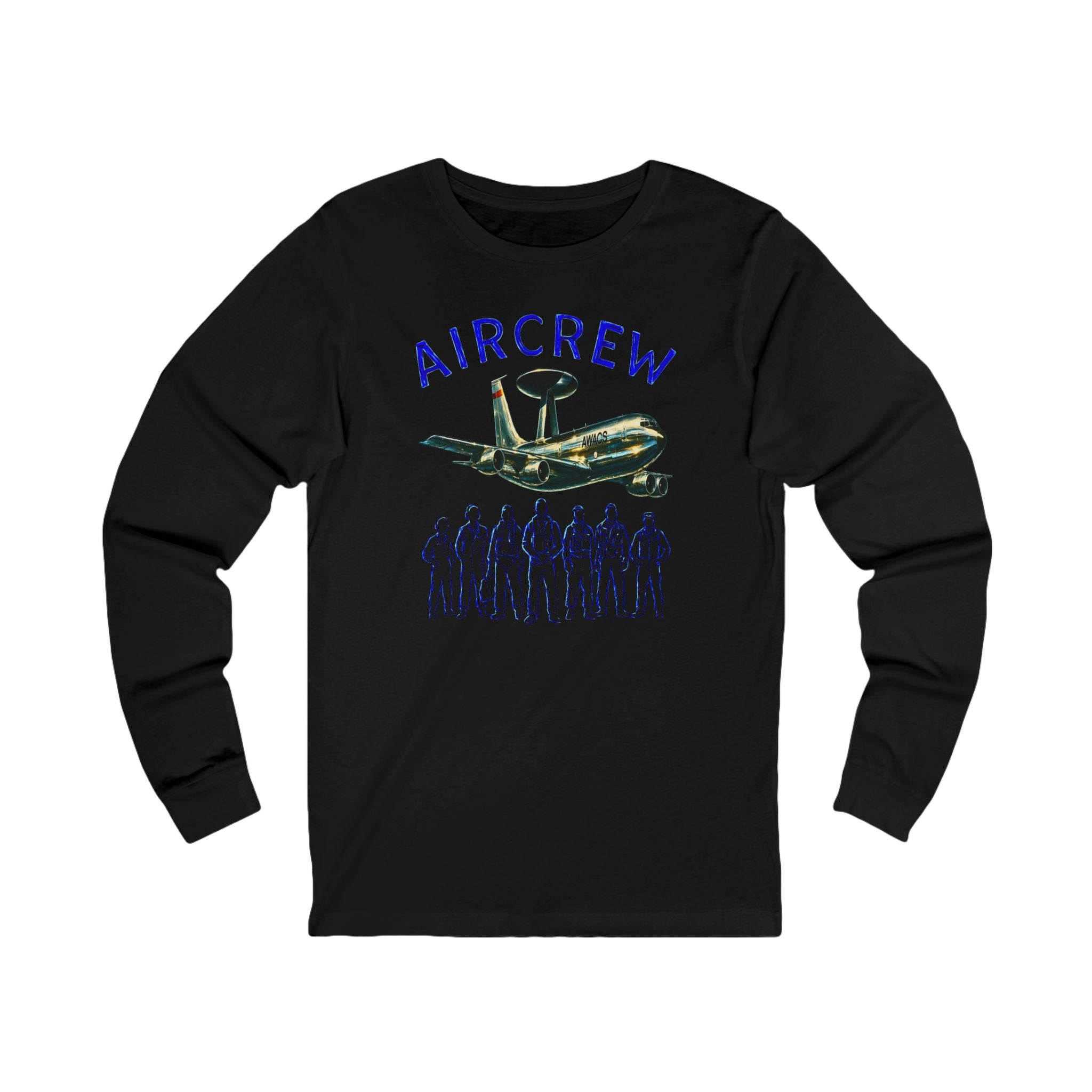 Aircrew Long Sleeve Tee — AWACS Aircraft Crew Graphic Shirt