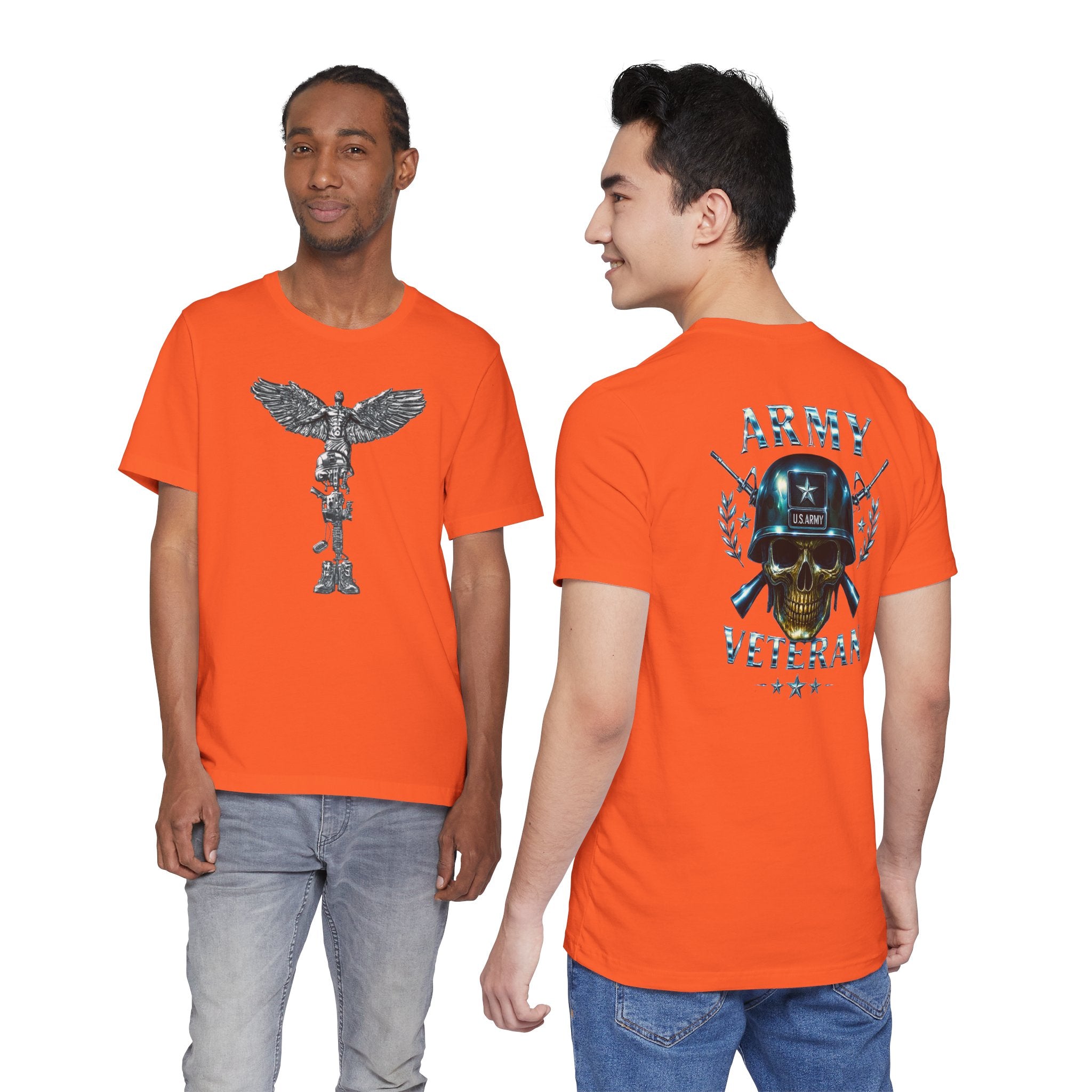 Army Veteran T-Shirt — Skull Helmet & Wings Military Tribute Tee