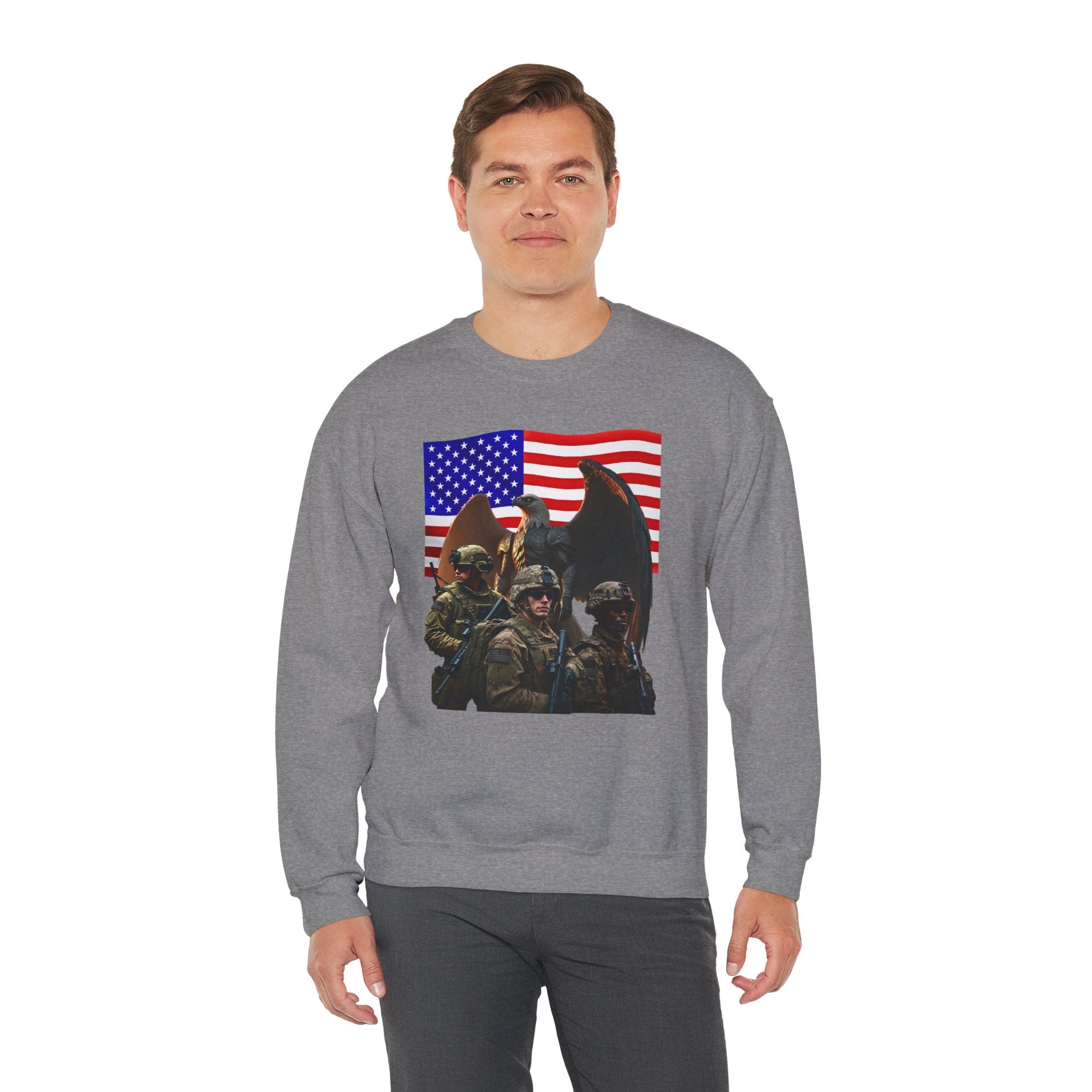Eagle On Watch Soldiers Sweatshirt — Patriotic Military Crewneck
