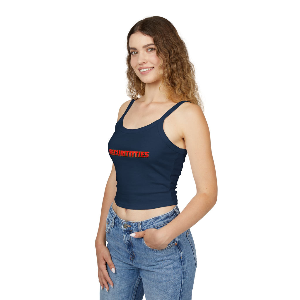Securititties Crop Tank Top – Funny Bold Graphic Women's Spaghetti Strap