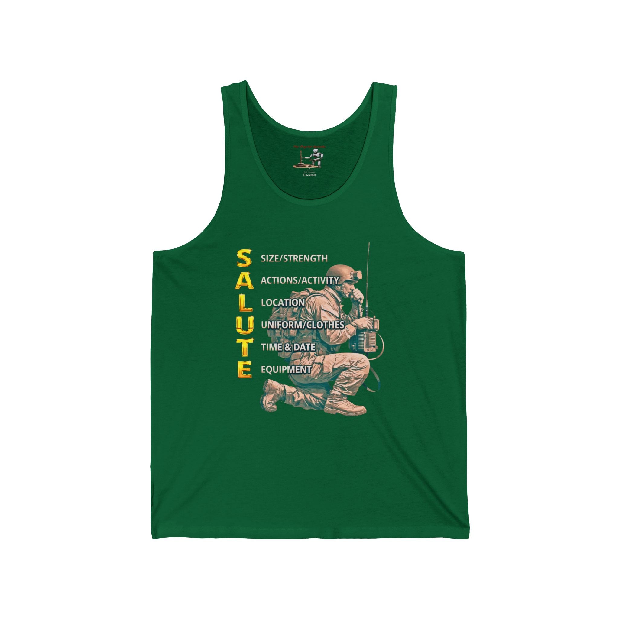 Salute Military Kneel Tank Top — Tactical Acronym Design for Veterans & Army Supporters