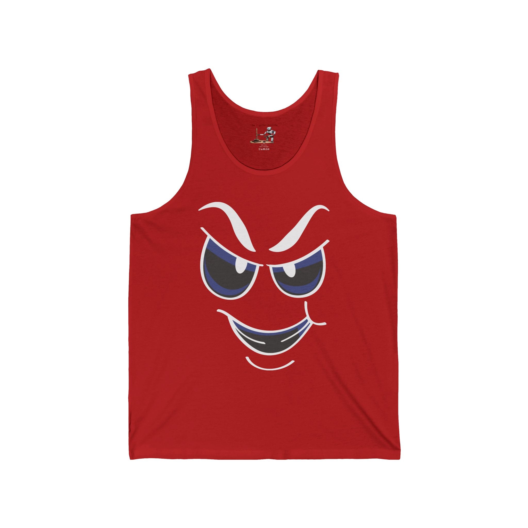 Smirking Face Tank Top — Playful Grin Graphic Sleeveless Tee