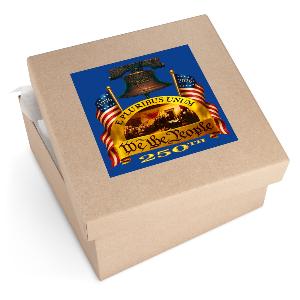 "We the People" with Liberty Bell & Flags Square Sticker