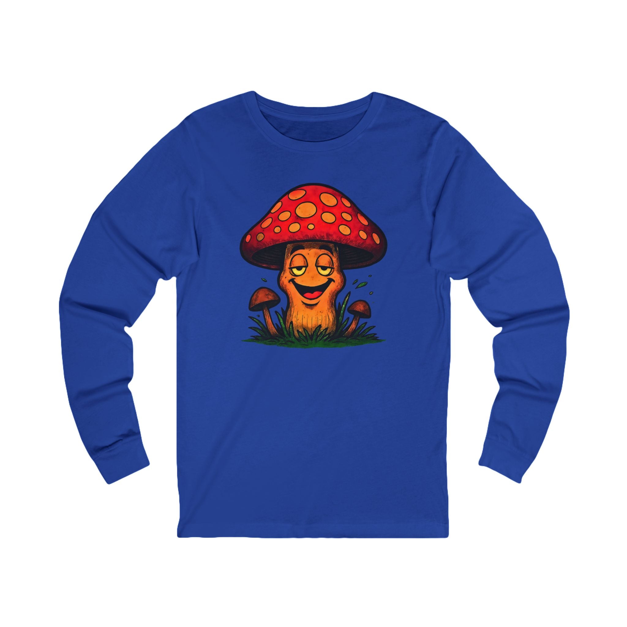 Mushroom Smile Long Sleeve Tee — Cute Psychedelic Forest Graphic Shirt