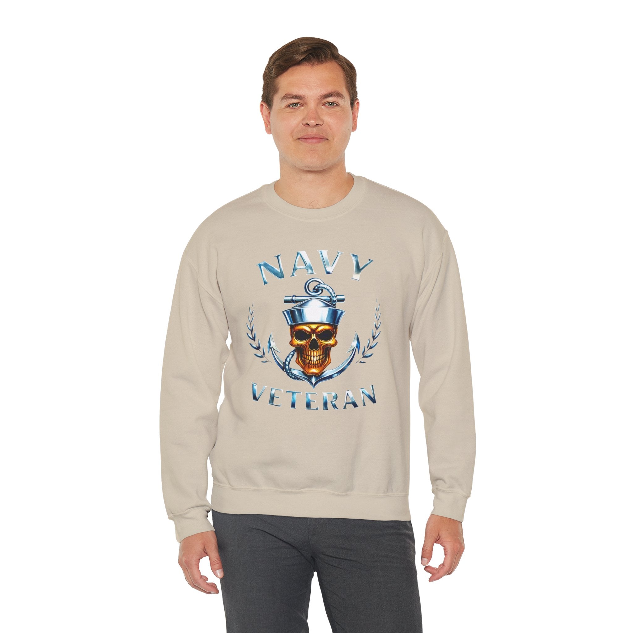 Navy Veteran Skull Anchor Crewneck Sweatshirt