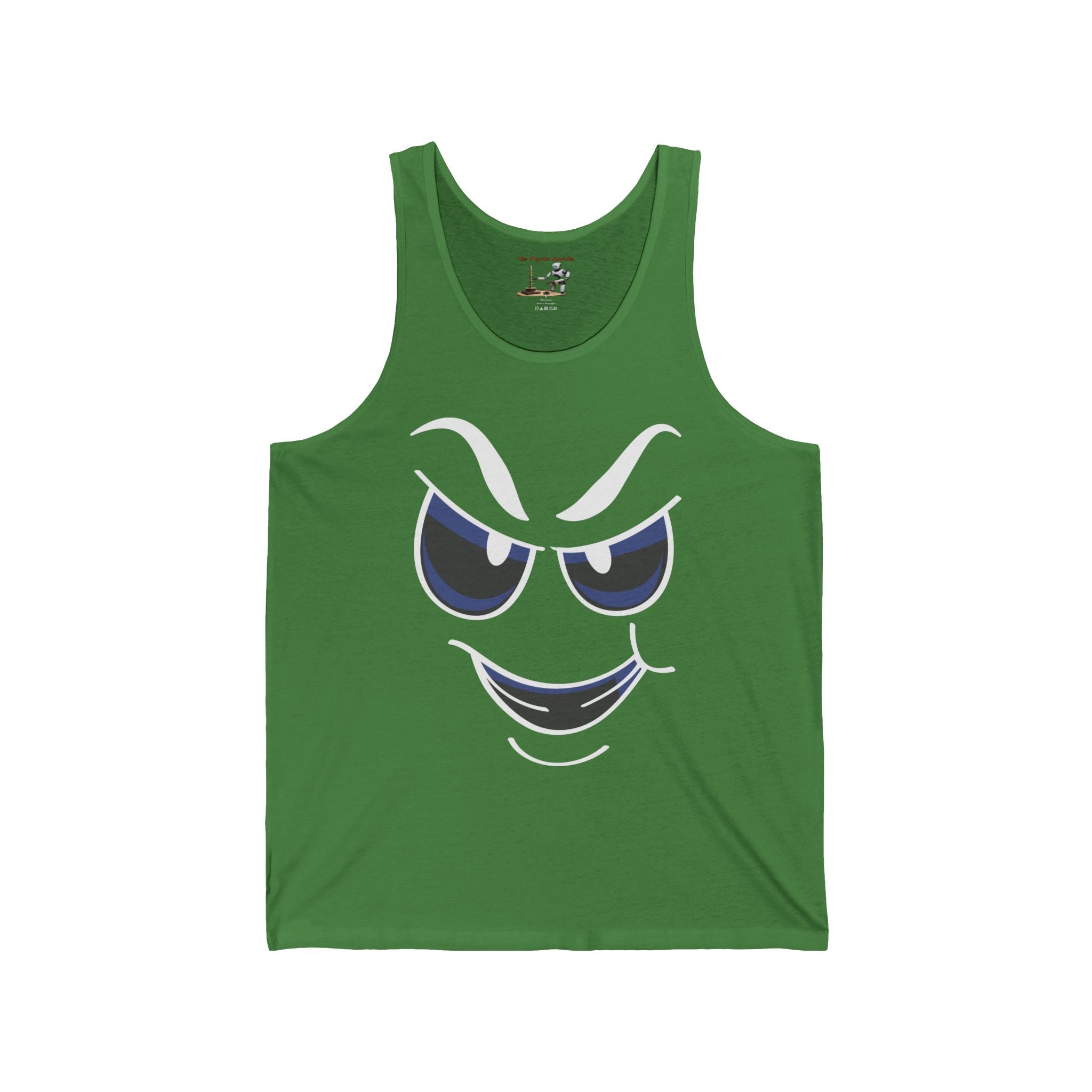 Smirking Face Tank Top — Playful Grin Graphic Sleeveless Tee