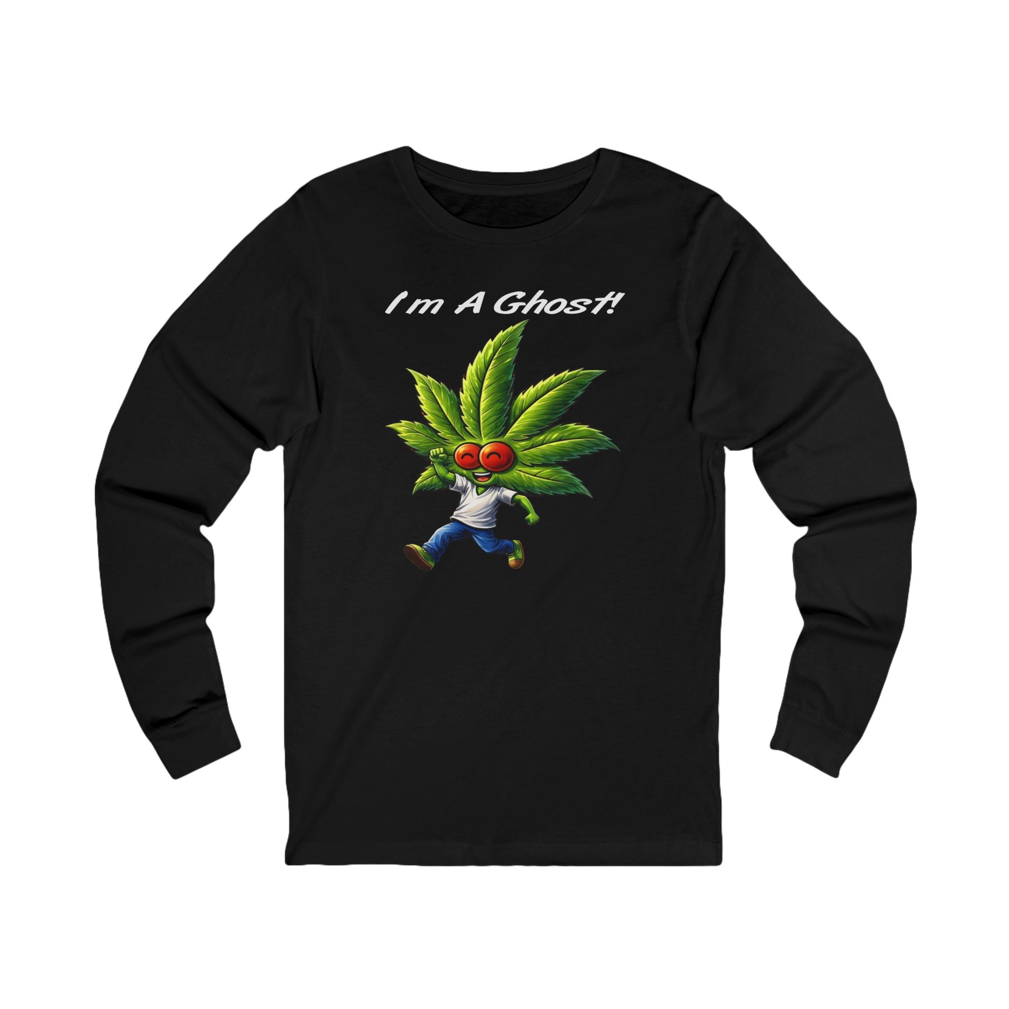 I'm A Ghost! Long Sleeve Tee — Playful Cannabis Leaf Character Shirt