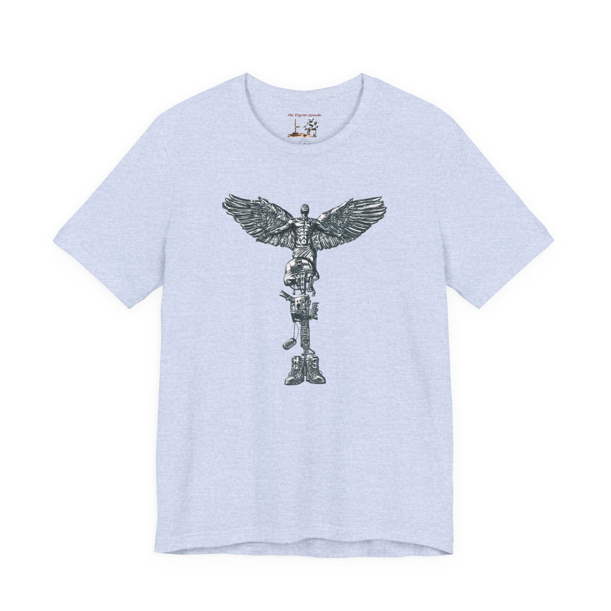 Army Veteran T-Shirt — Military Skull Helmet Back & Winged Medic Front Tee