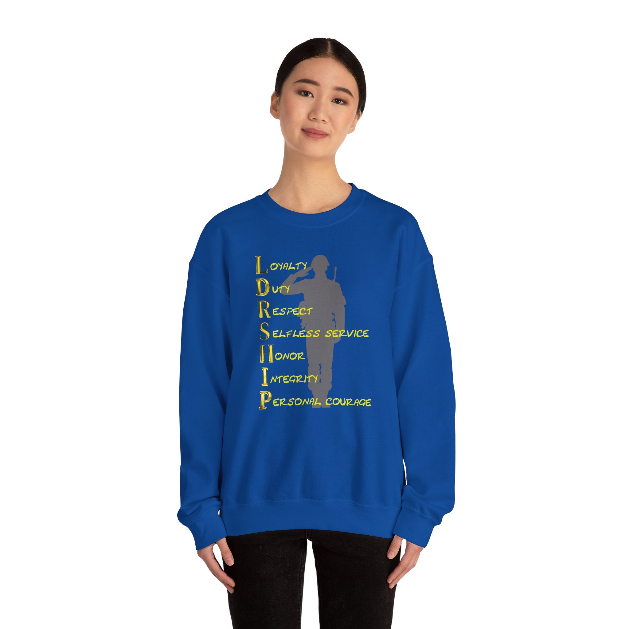 Leadership Military Salute Crewneck Sweatshirt — LDRSHIP Values Design