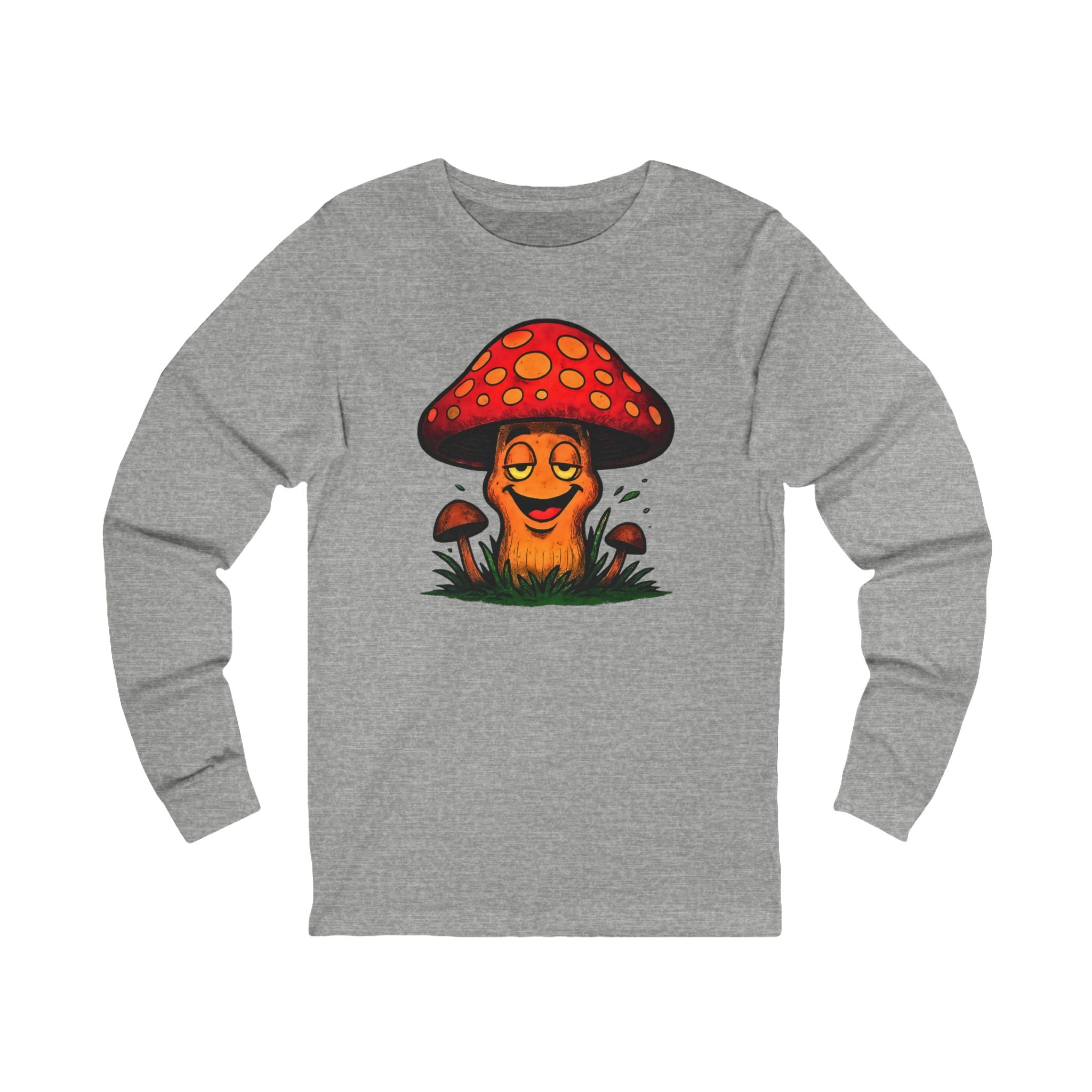 Mushroom Smile Long Sleeve Tee — Cute Psychedelic Forest Graphic Shirt