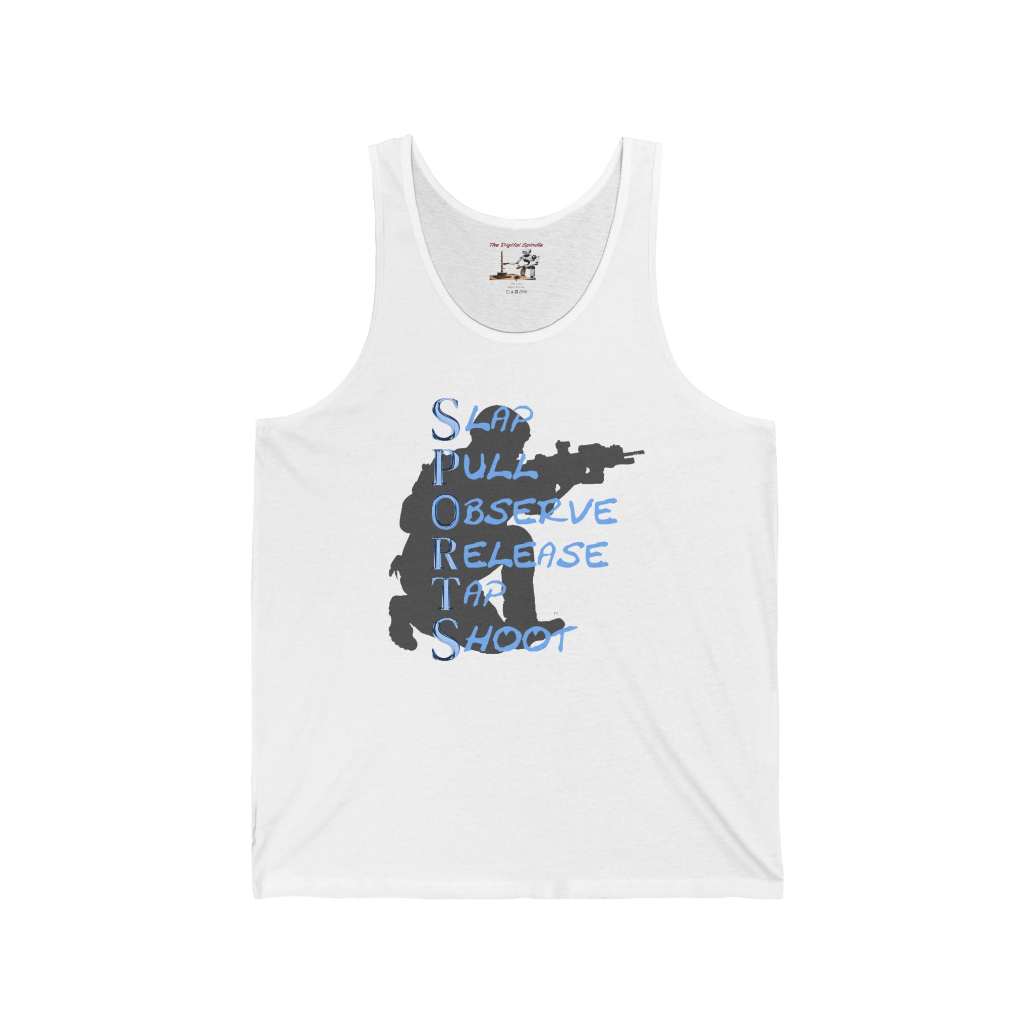 SPORTS Tank Top — "Stop, Observe, Release, Take, Shoot" Graphic