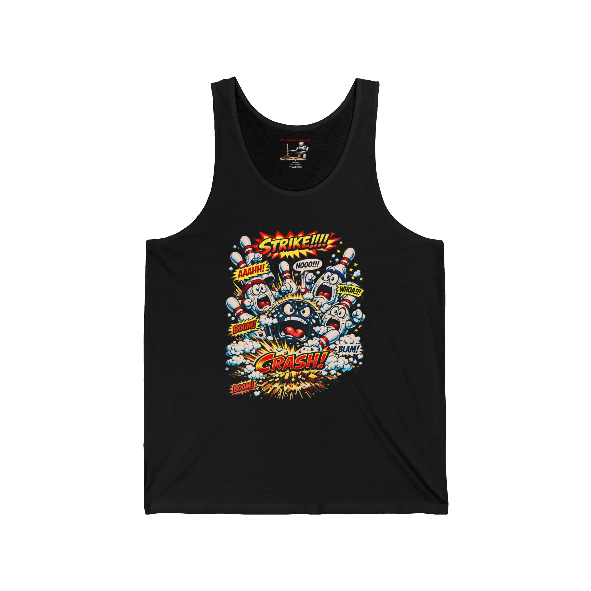 Comic Bowling Explosion Tank Top — Retro Pop Art "Crash!" Graphic Tank