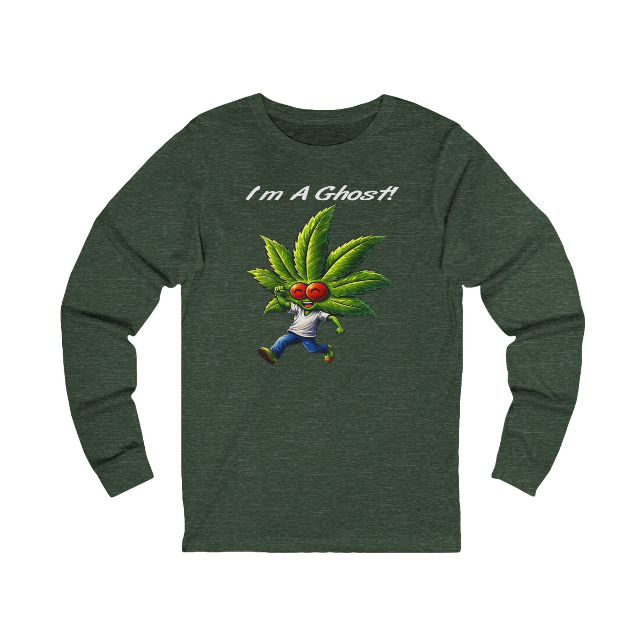 I'm A Ghost! Long Sleeve Tee — Playful Cannabis Leaf Character Shirt