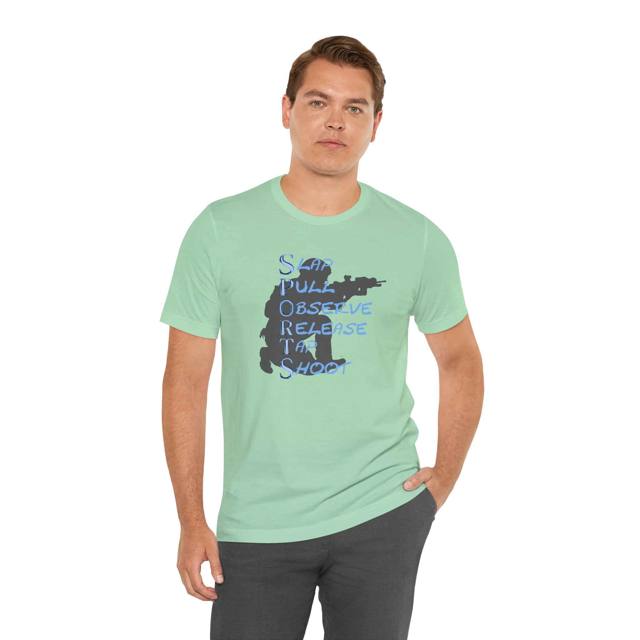 SPORTS - T-Shirt — "Stop, Pull, Observe, Release, Tap, Shoot"