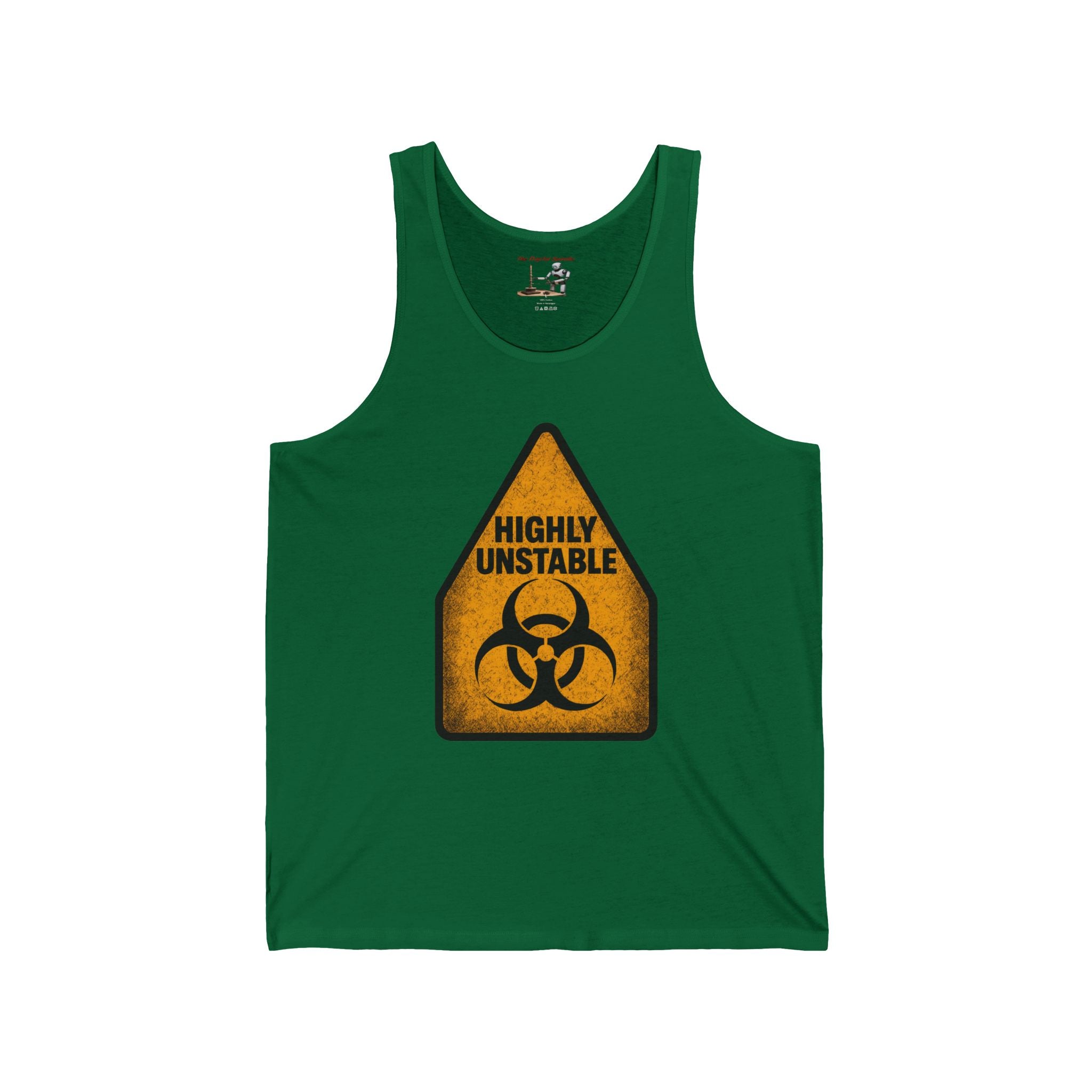 Highly Unstable Biohazard Tank Top – Funny Warning Graphic Muscle Tee