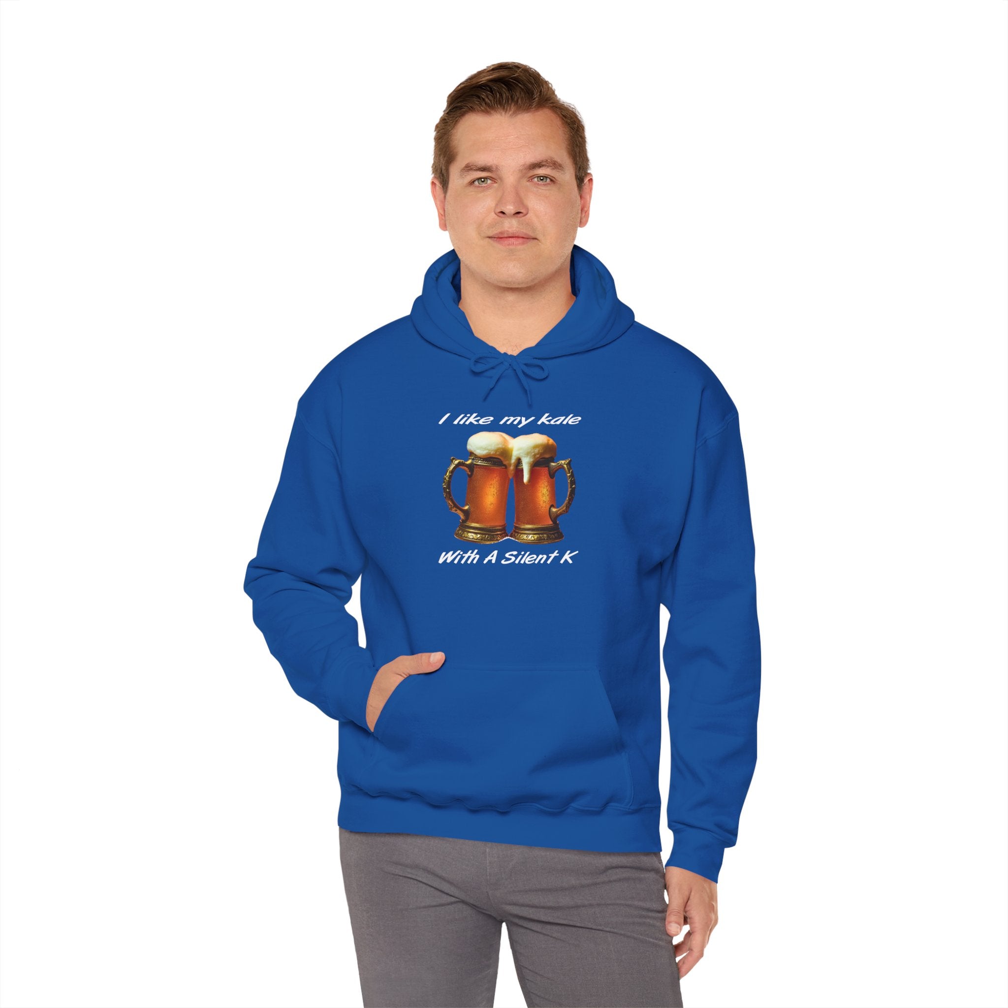 Hoodie - "I Like My Kale With A Silent K" Beer Cheers Graphic Hoodie