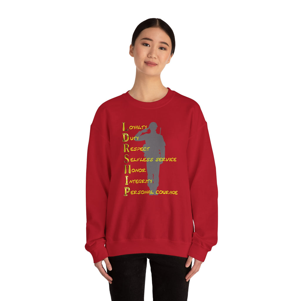 Leadership Military Salute Crewneck Sweatshirt — LDRSHIP Values Design