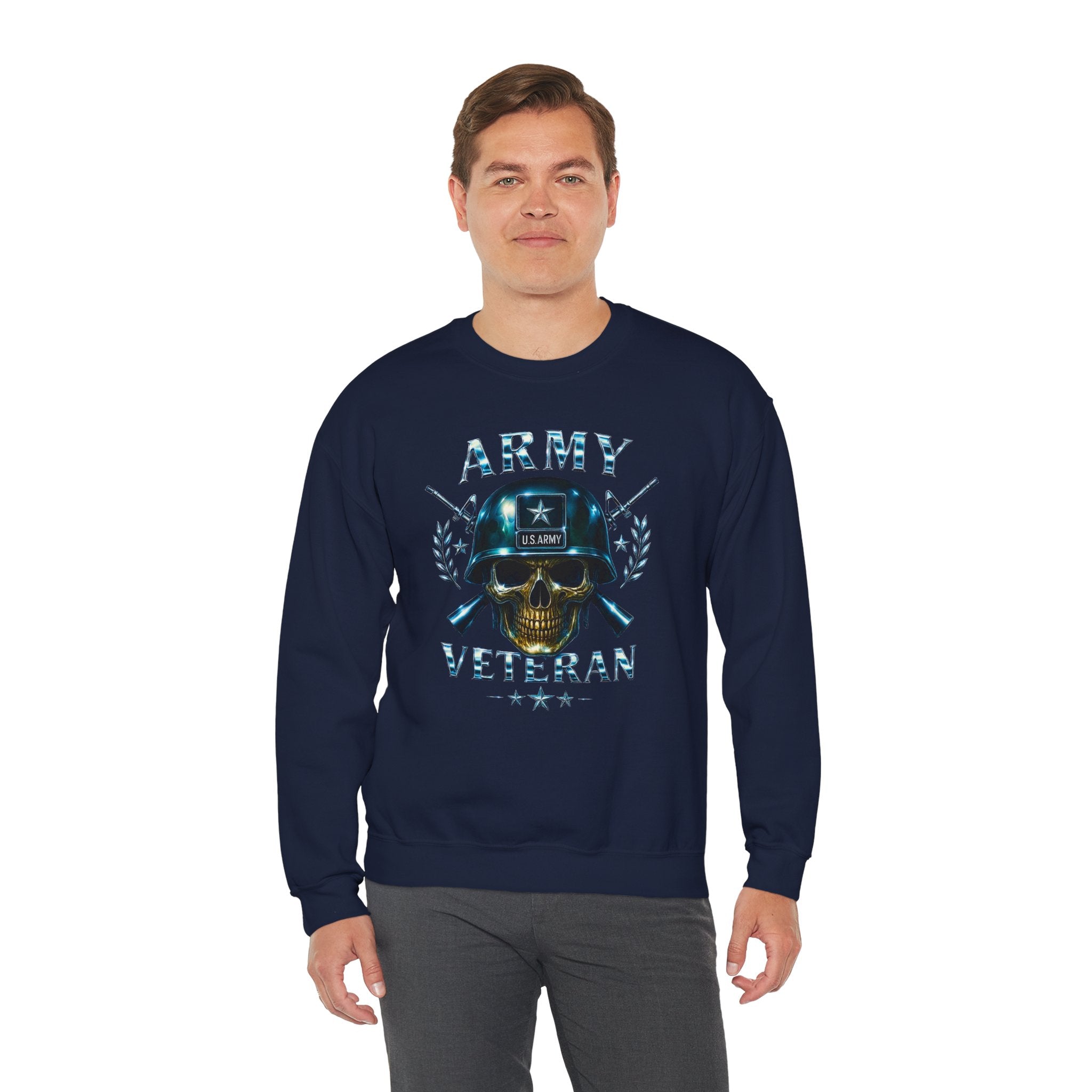Army Veteran Skull Crewneck Sweatshirt