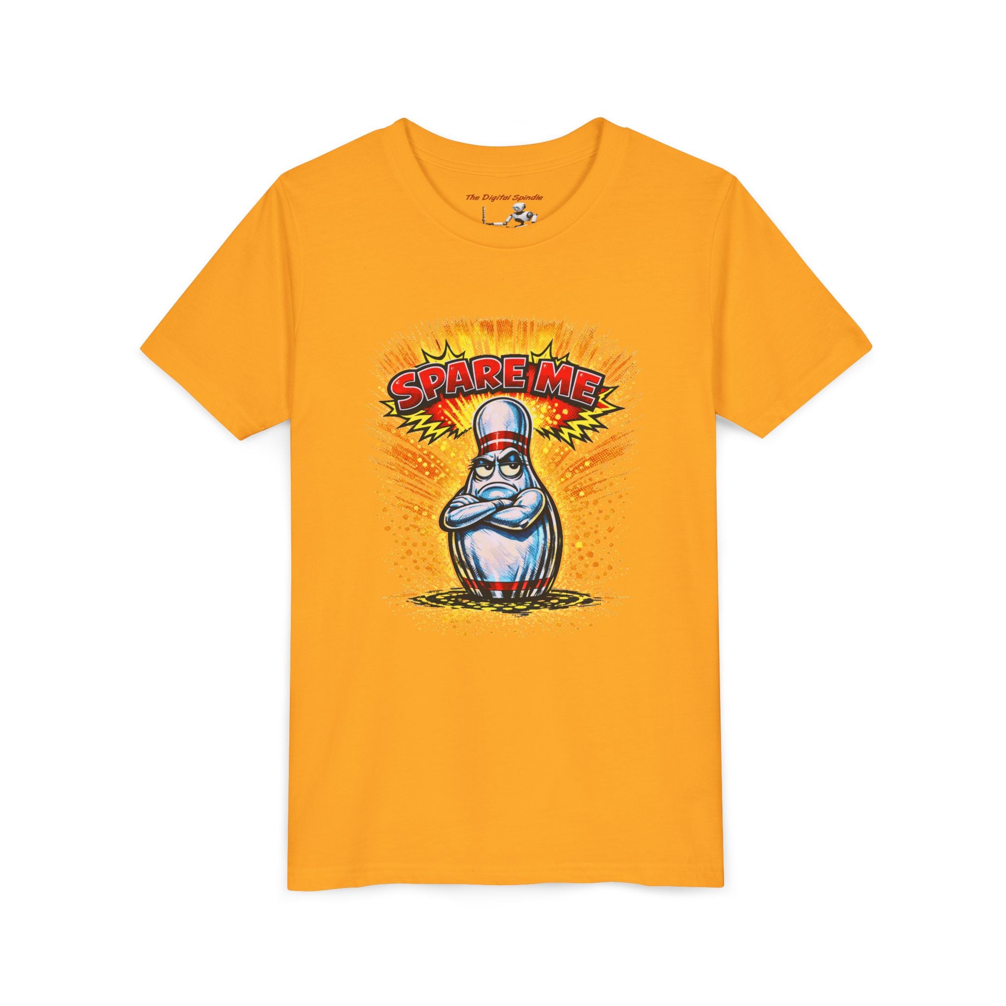 'Spare Me' Cartoon Bowling Pin Graphic Shirt