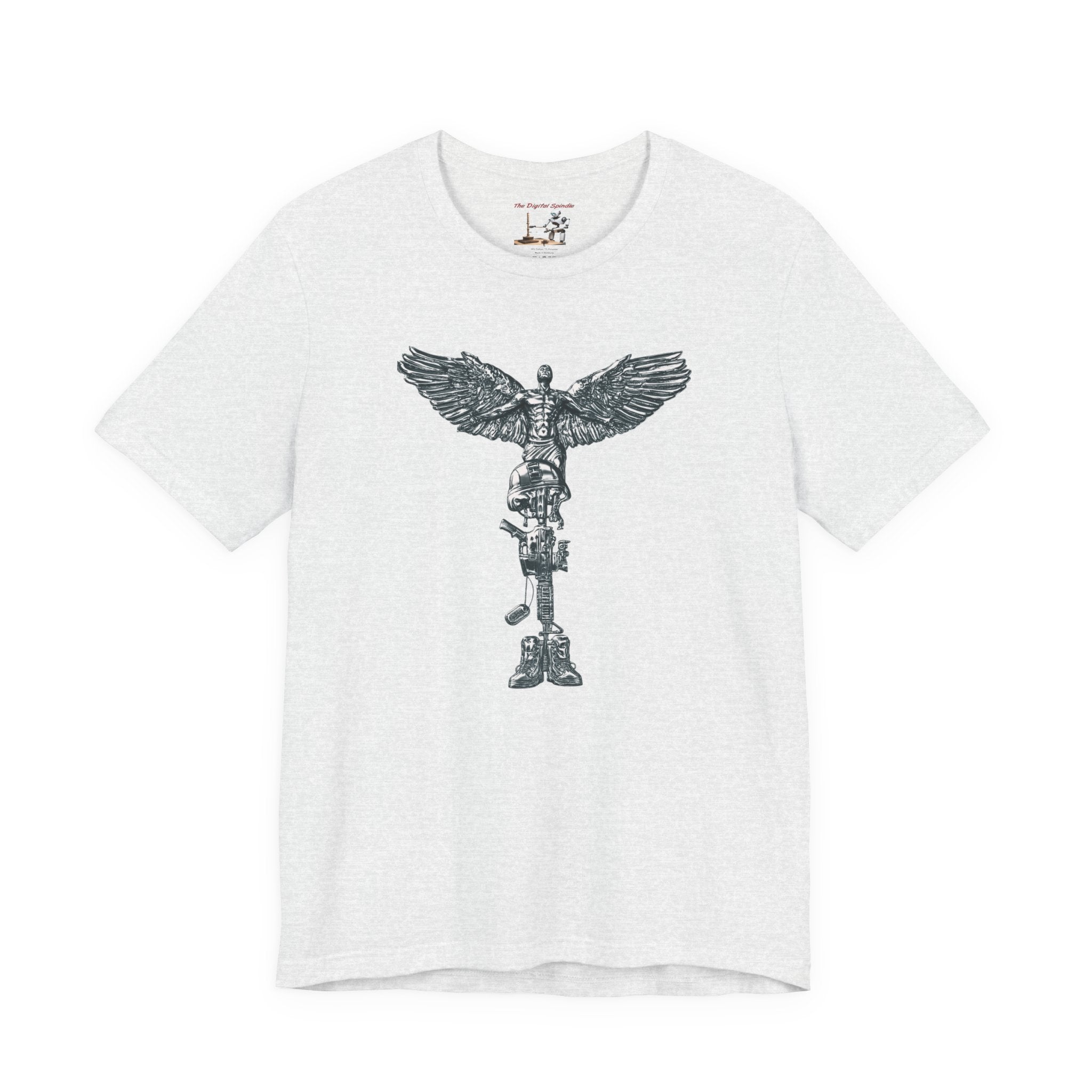 Army Veteran T-Shirt — Military Skull Helmet Back & Winged Medic Front Tee