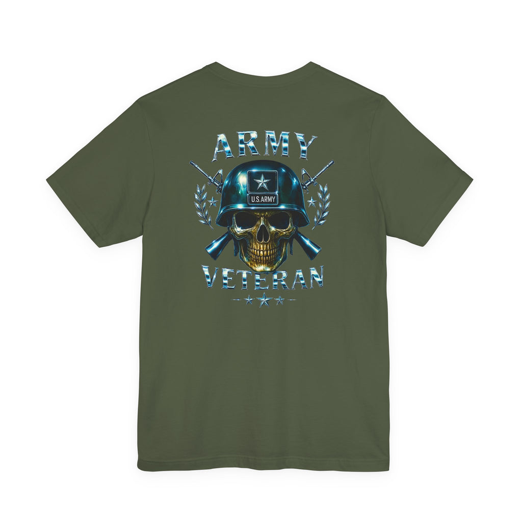 Army Veteran T-Shirt — Skull Helmet & Wings Military Tribute Tee