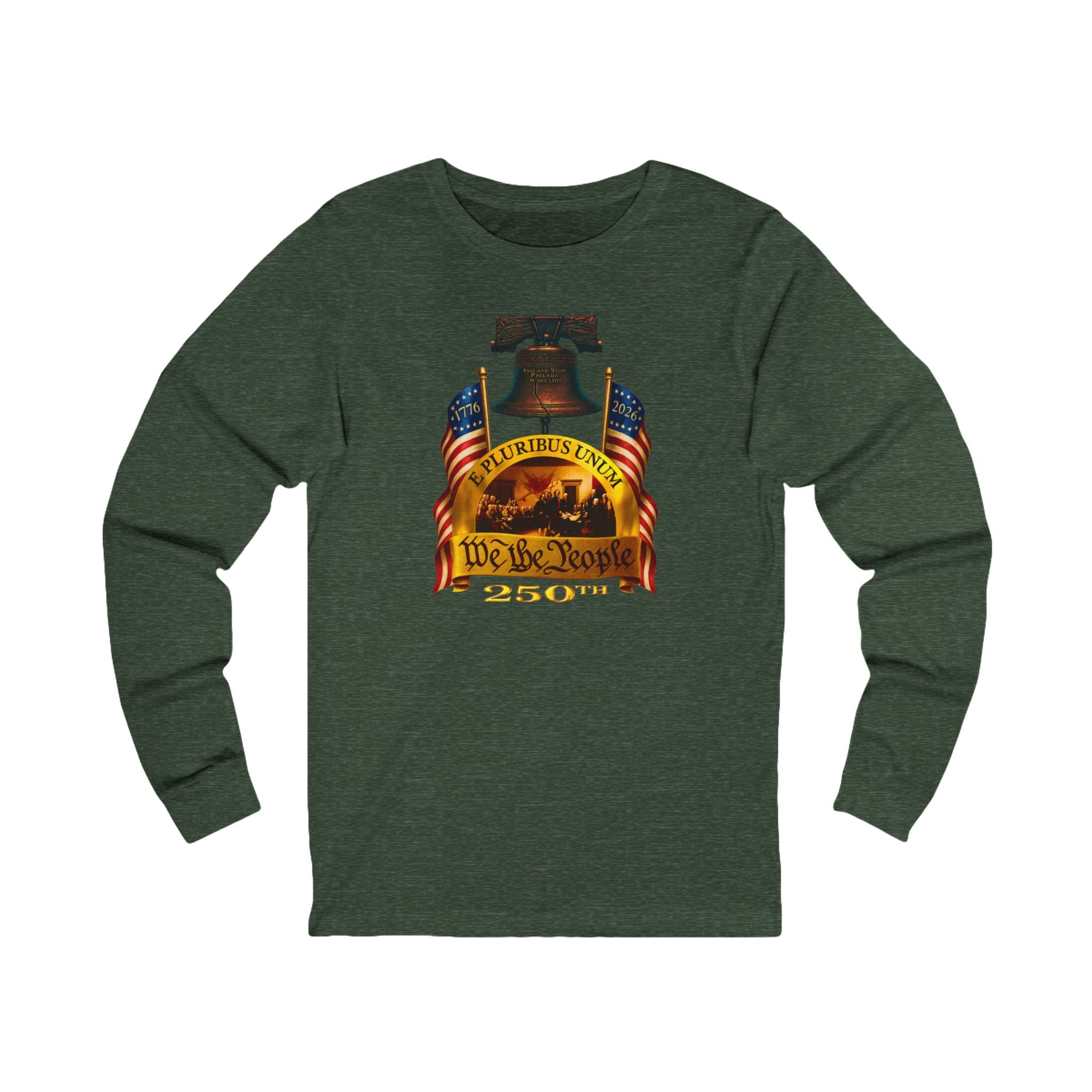 "We the People" Long Sleeve Tee – "We the People" Patriotic Flag & Liberty Bell Shirt