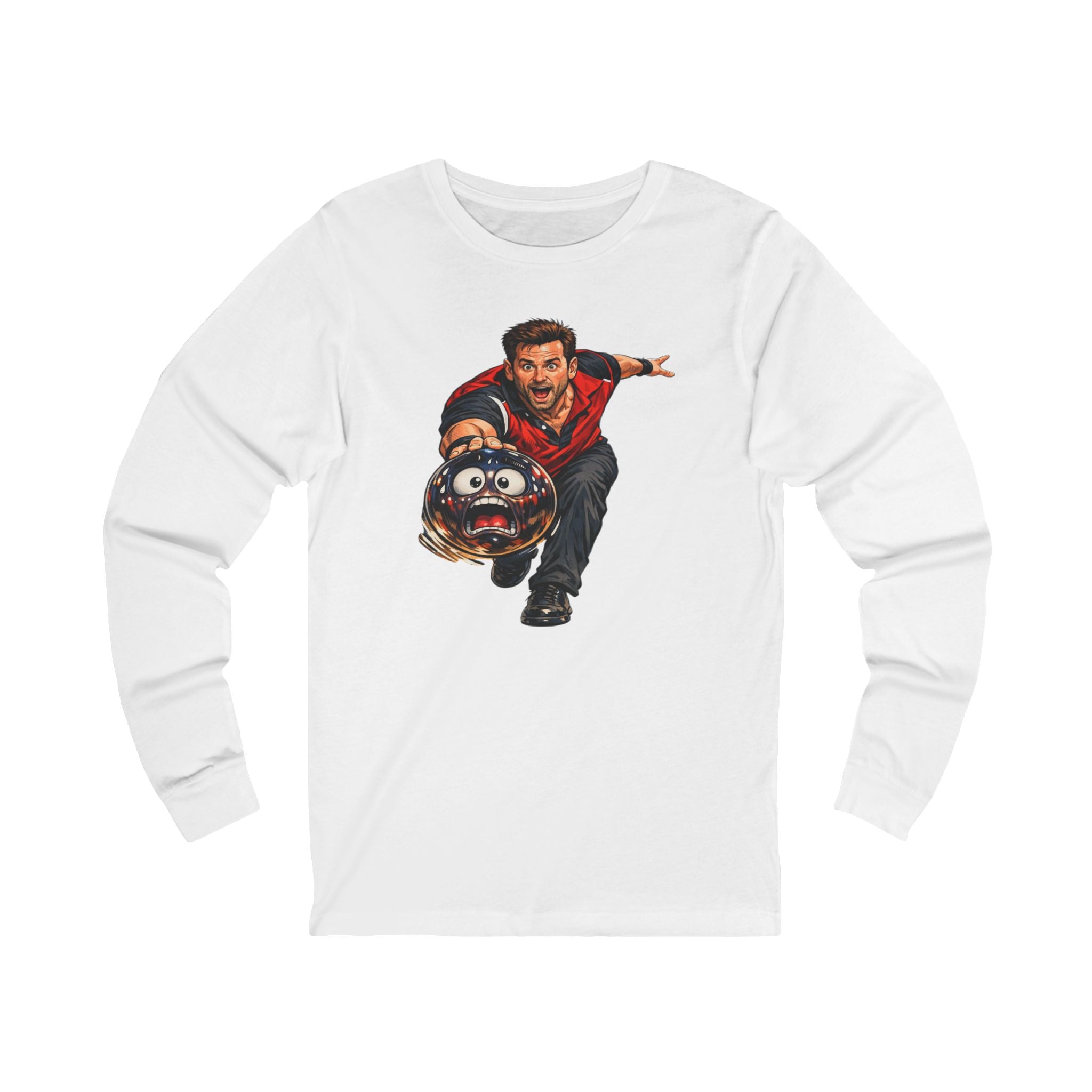 Funny Bowling Ball Graphic Long Sleeve Tee