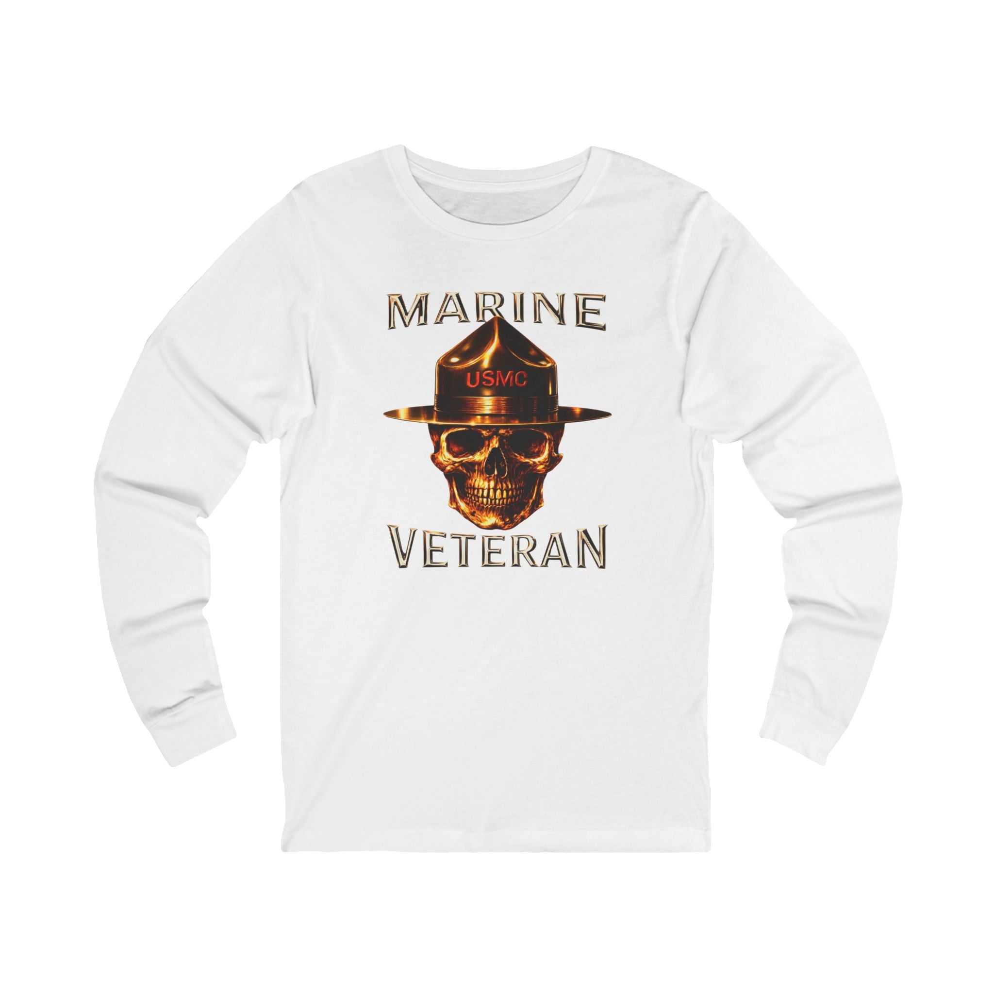 Marine Veteran Skull Drill Instructor Long Sleeve Tee
