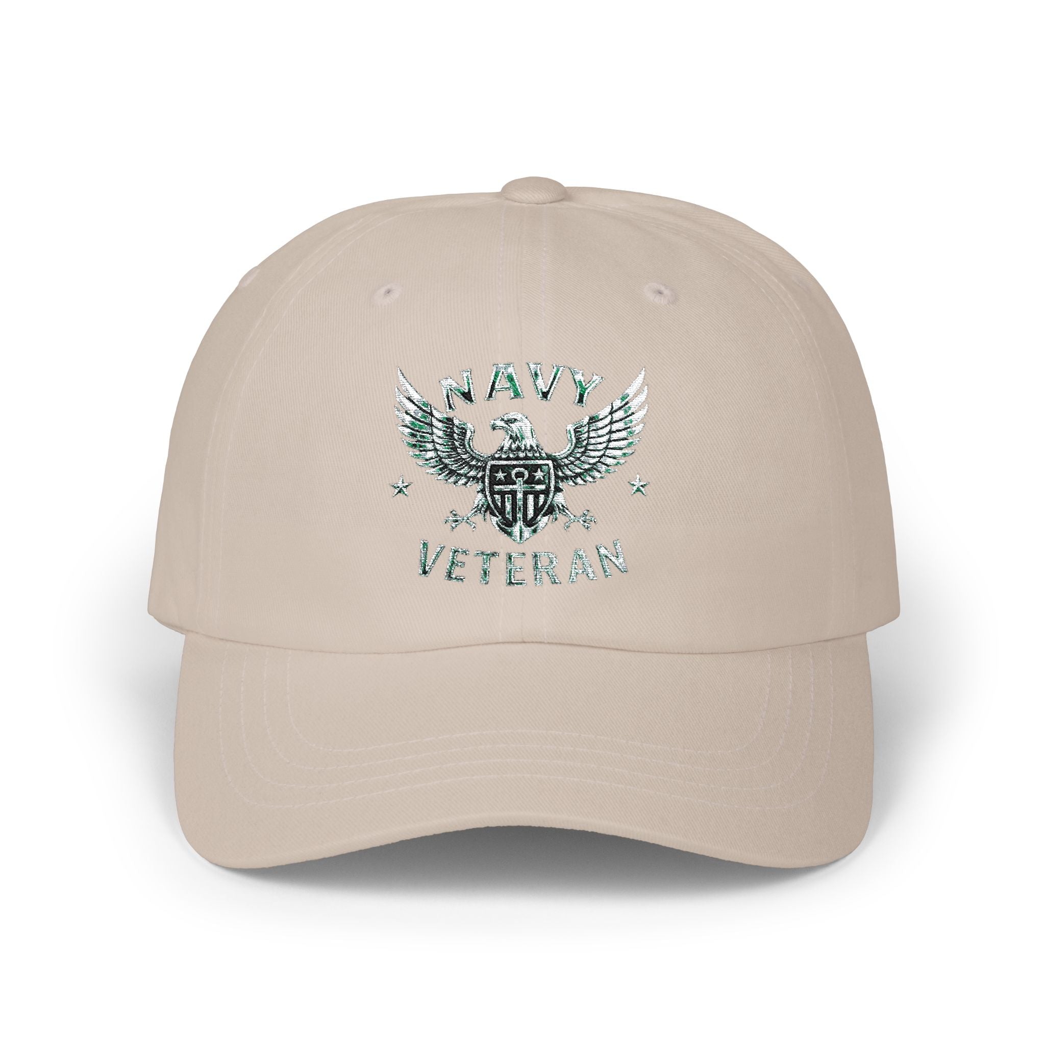 Navy Veteran Classic Dad Cap – Distressed Eagle & Shield Embroidered Hat
