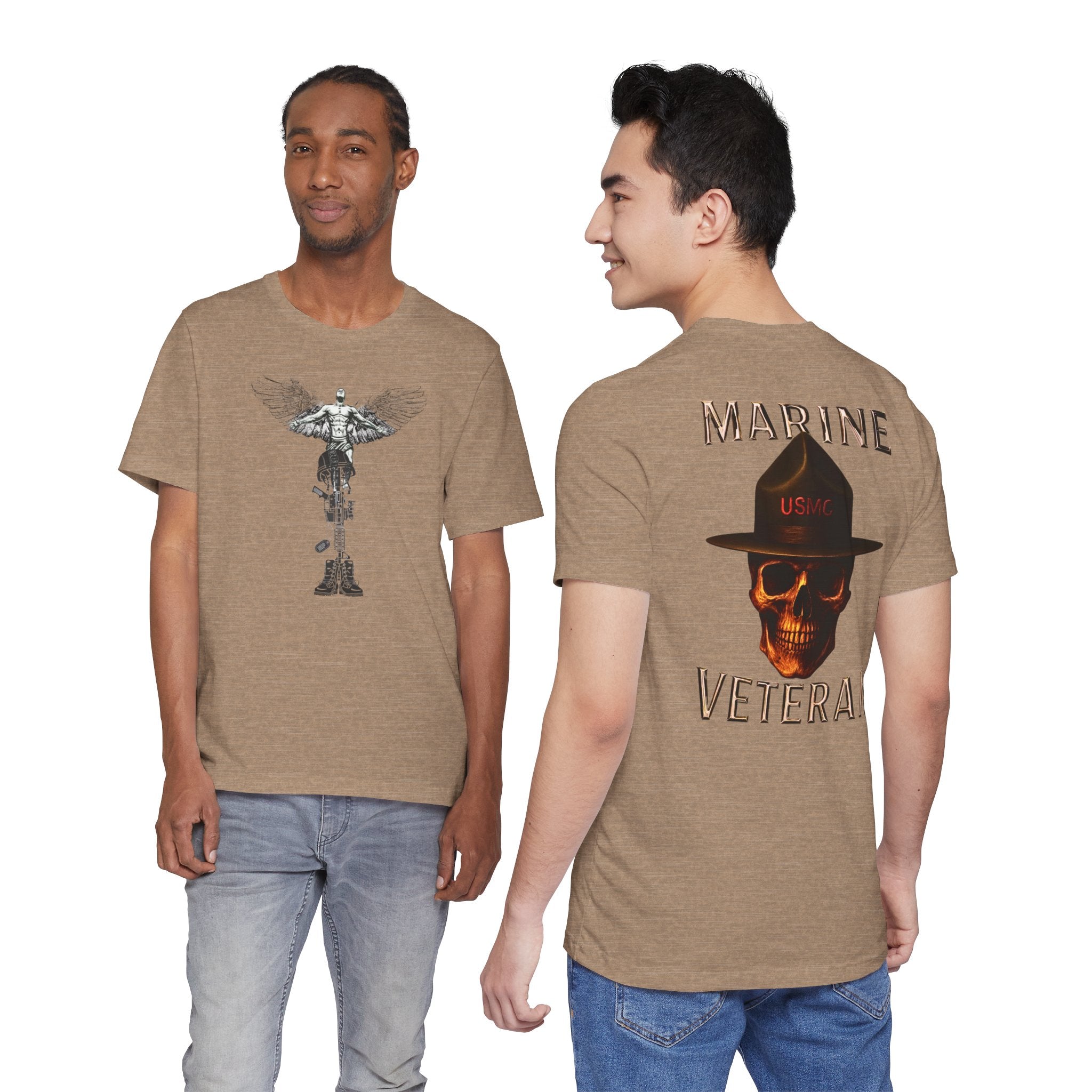 Marine Veteran T-Shirt — USMC Skull Drill Instructor Design