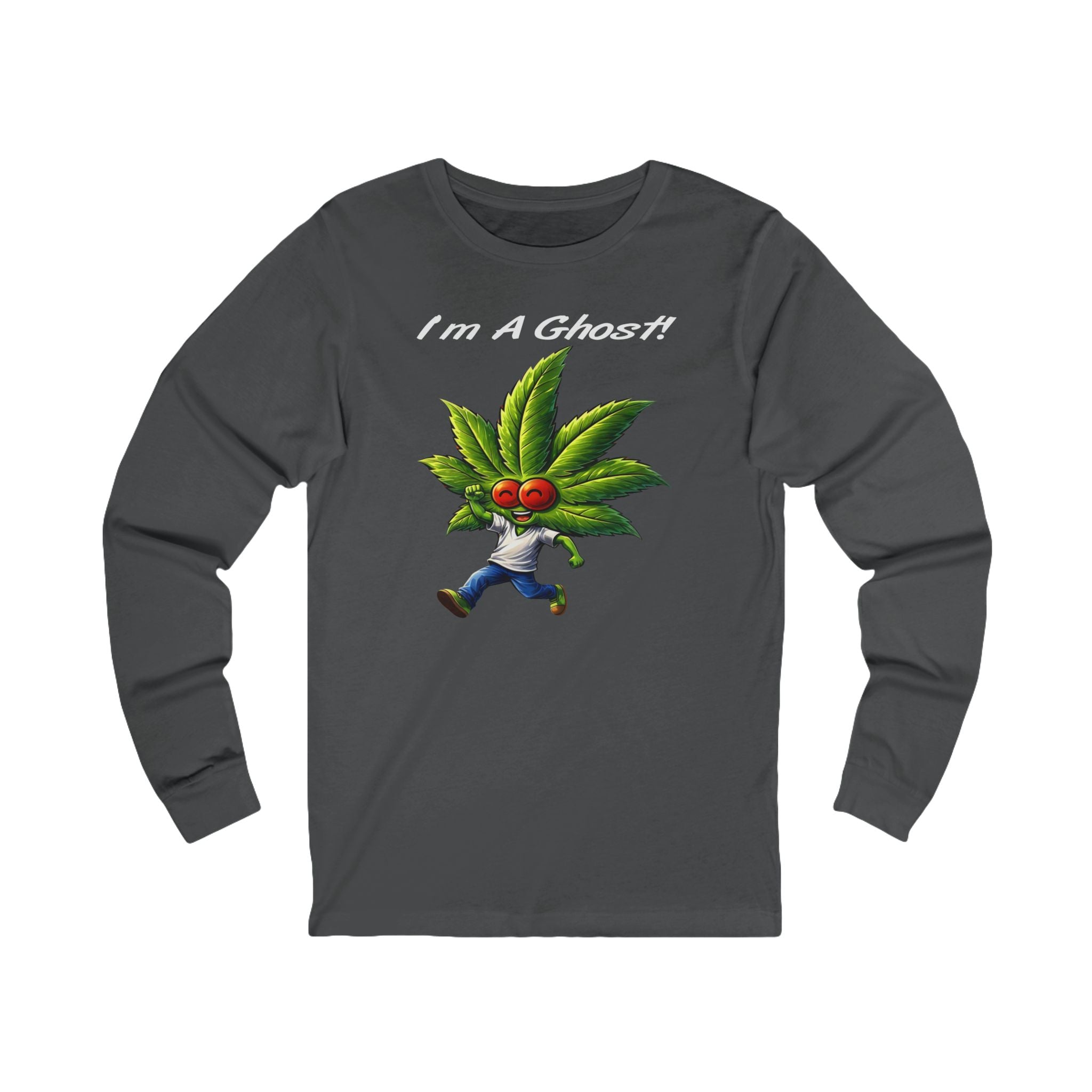 I'm A Ghost! Long Sleeve Tee — Playful Cannabis Leaf Character Shirt