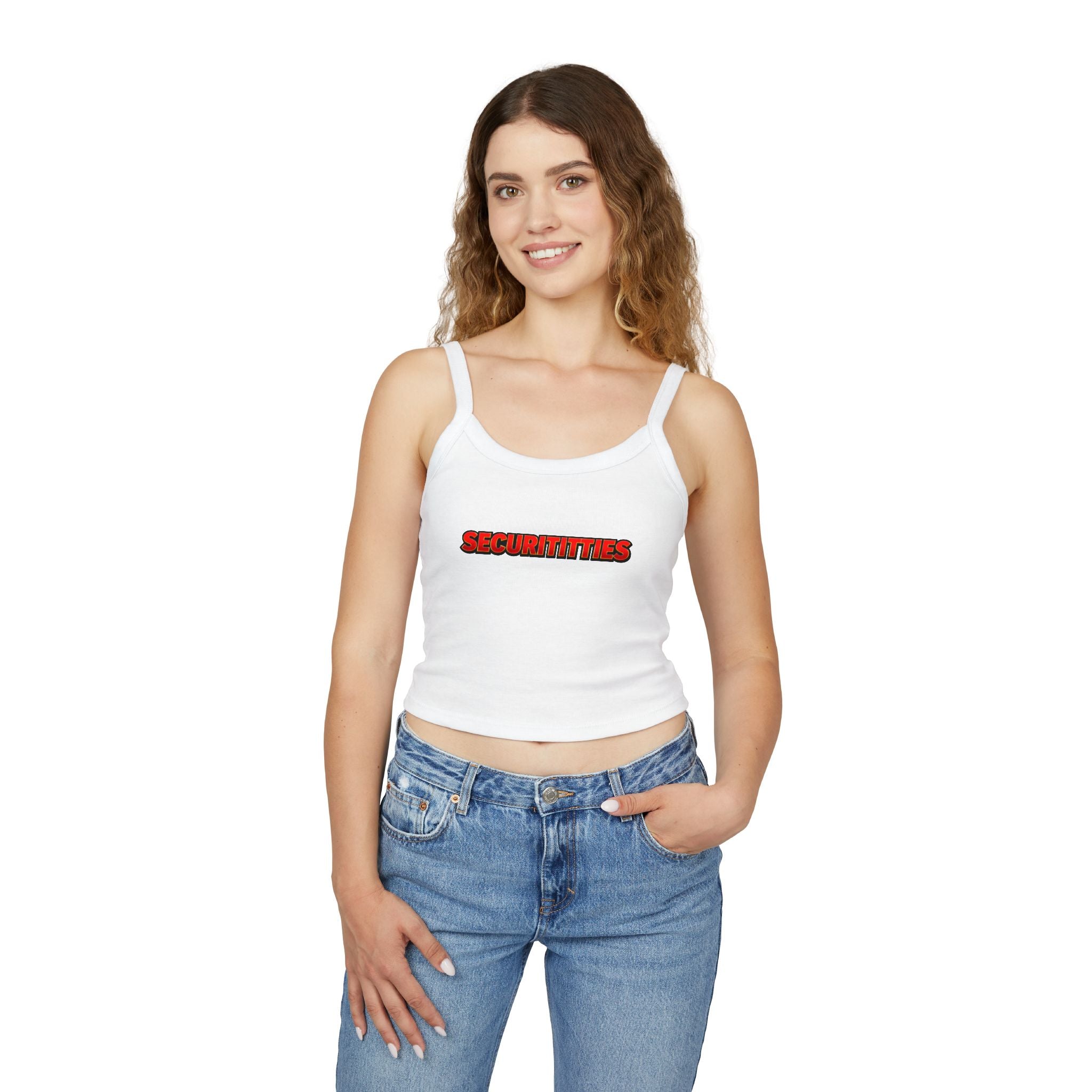 Securititties Crop Tank Top – Funny Bold Graphic Women's Spaghetti Strap