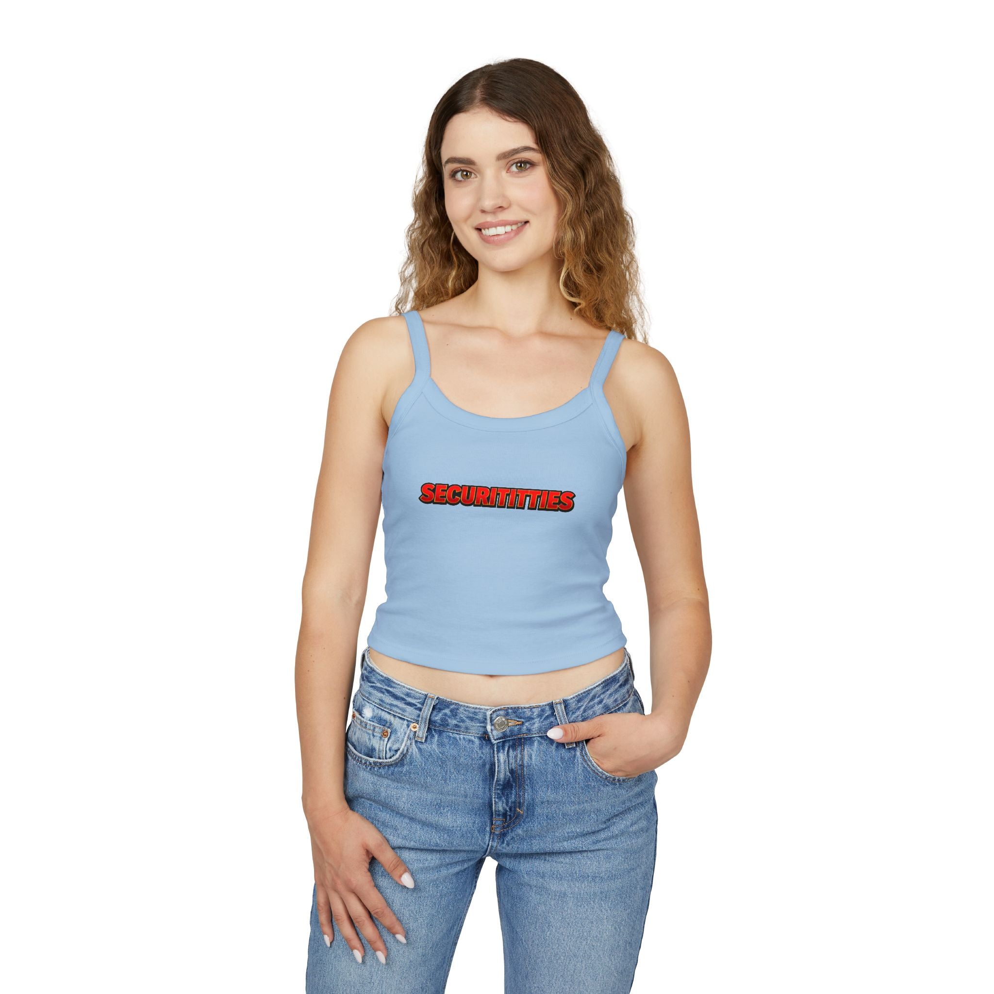 Securititties Crop Tank Top – Funny Bold Graphic Women's Spaghetti Strap