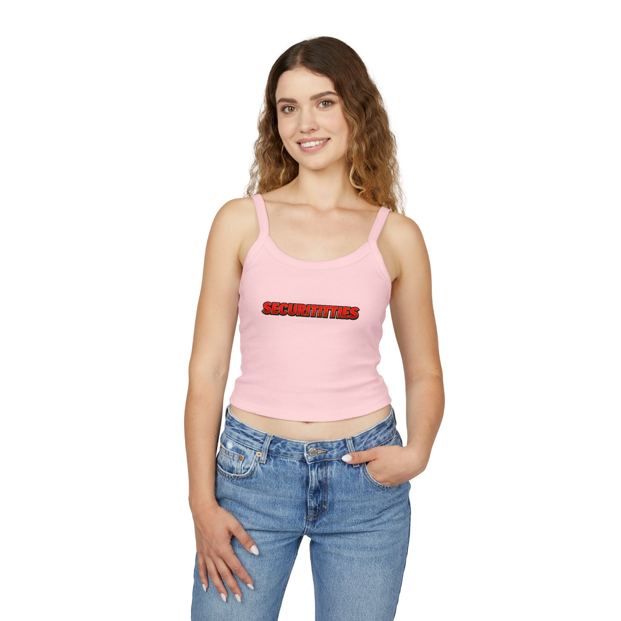Securititties Crop Tank Top – Funny Bold Graphic Women's Spaghetti Strap