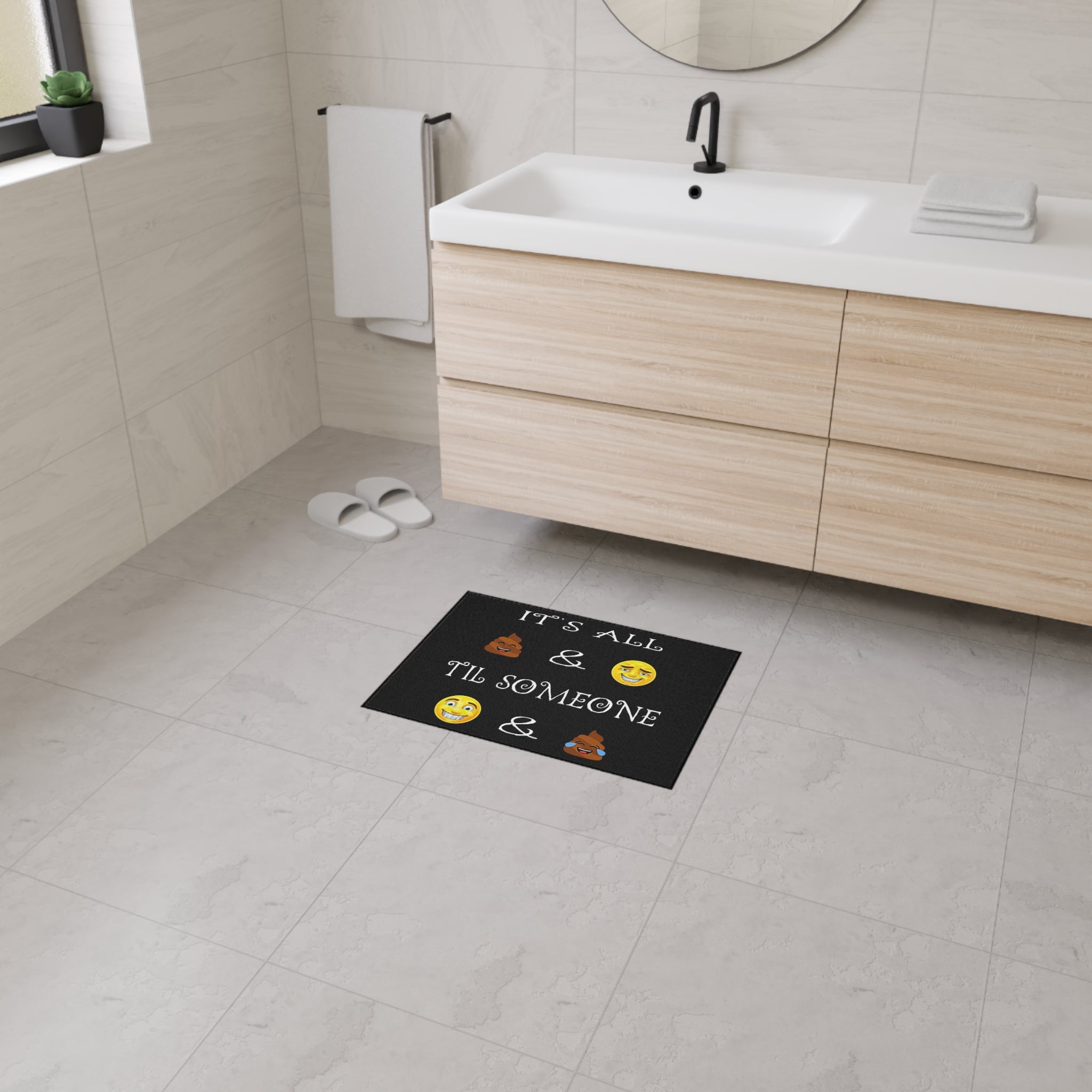 18" × 24" Funny Poop & Smile Emoji Phrase Floor Mat