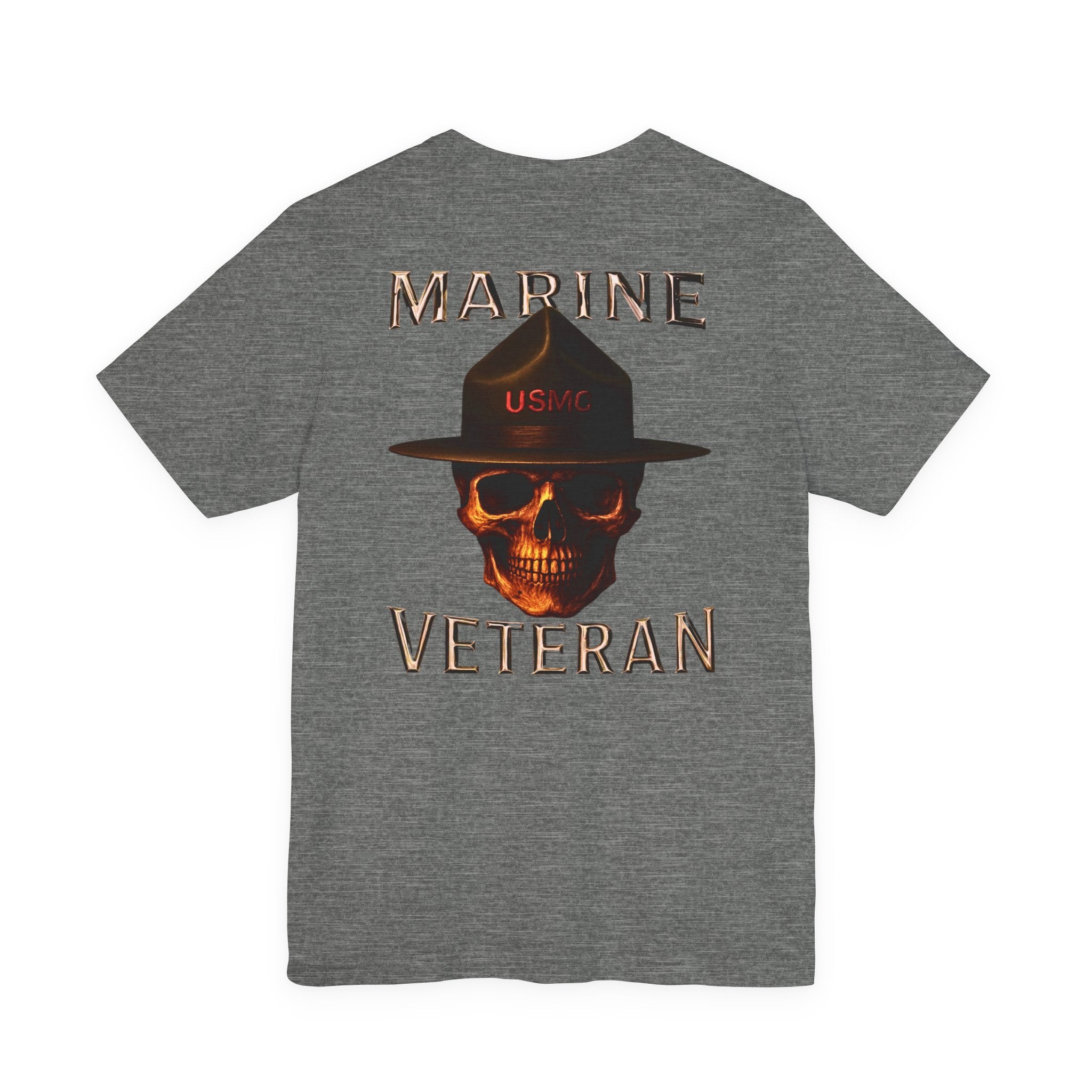 Marine Veteran Skull T‑Shirt — USMC Drill Instructor Hat Design