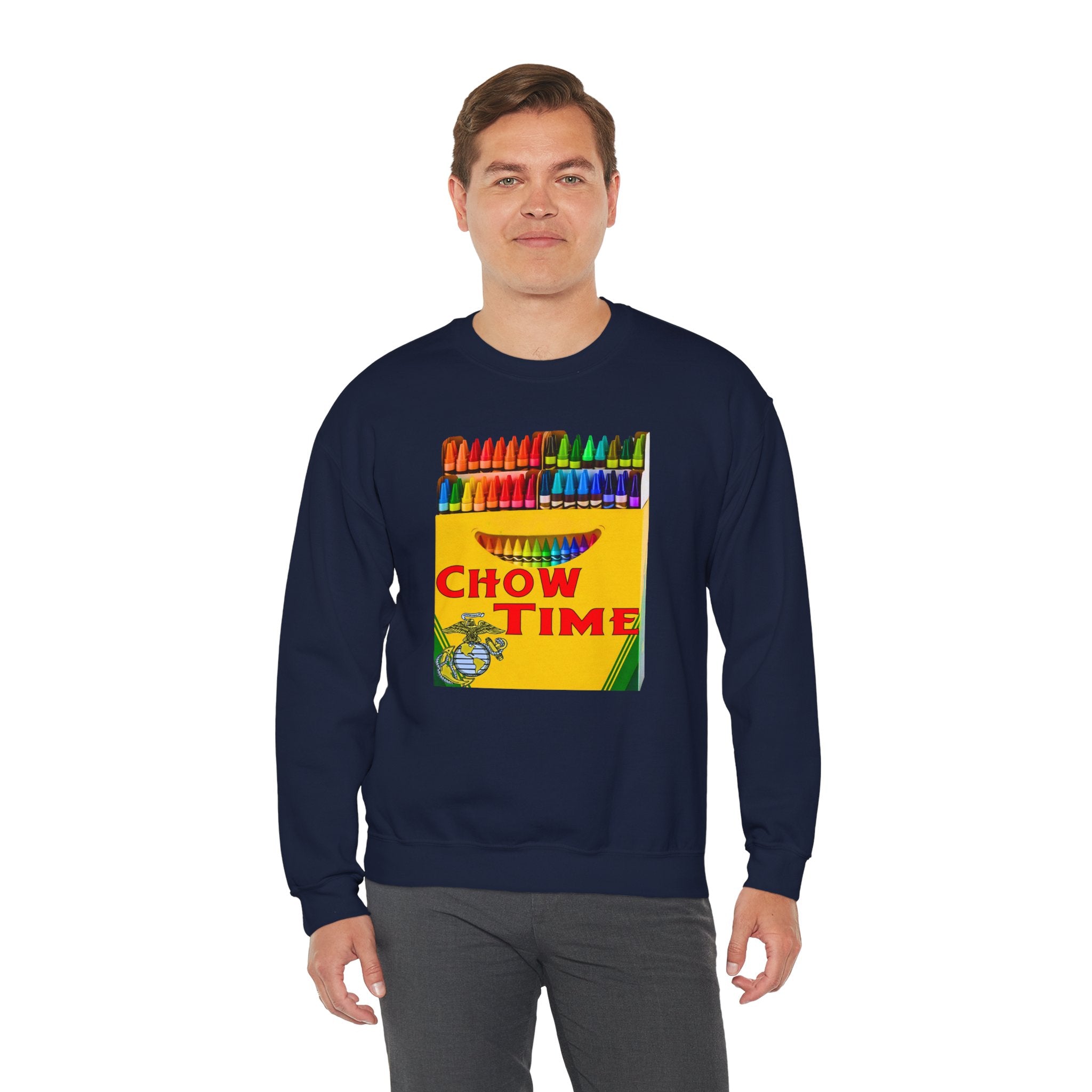 Chow Time Sweatshirt — Colorful Crayon Snack Art Crewneck