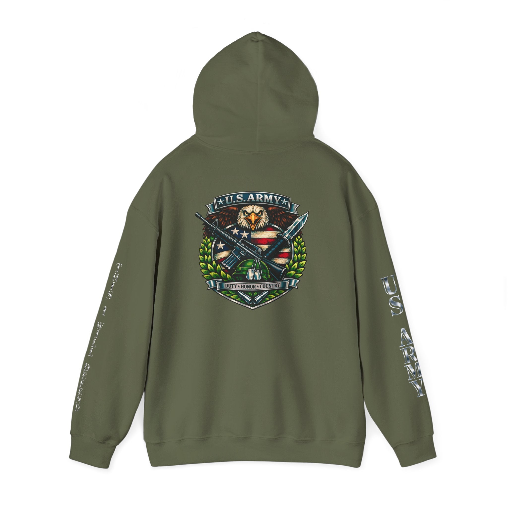 US Army Veteran Crest Hoodie — Military Emblem Sweatshirt