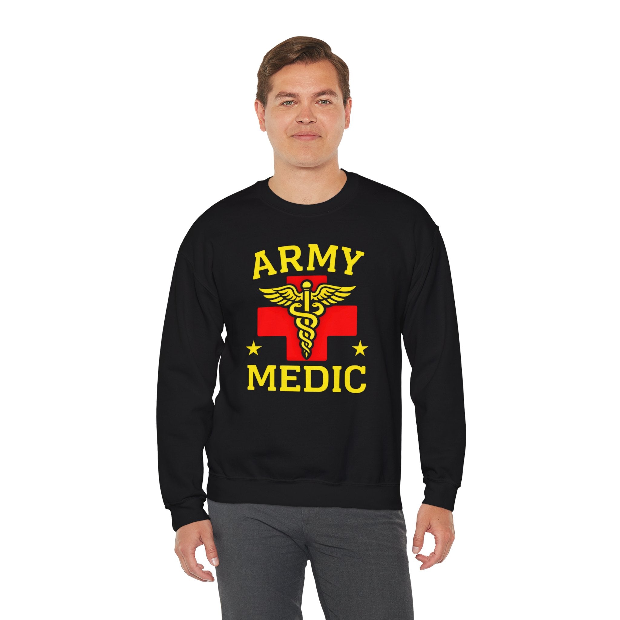 Army Medic Crewneck Sweatshirt — Military Medical Caduceus Design