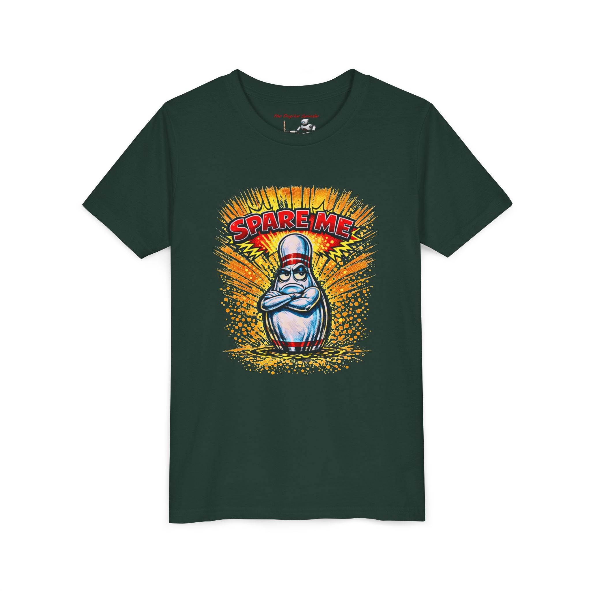 'Spare Me' Cartoon Bowling Pin Graphic Shirt