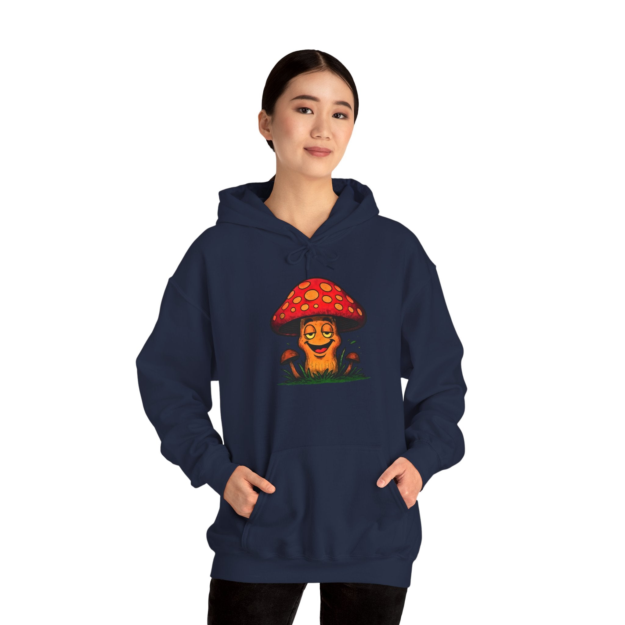 Mushroom Smile Hoodie — Cute Psychedelic Toadstool Graphic Sweatshirt
