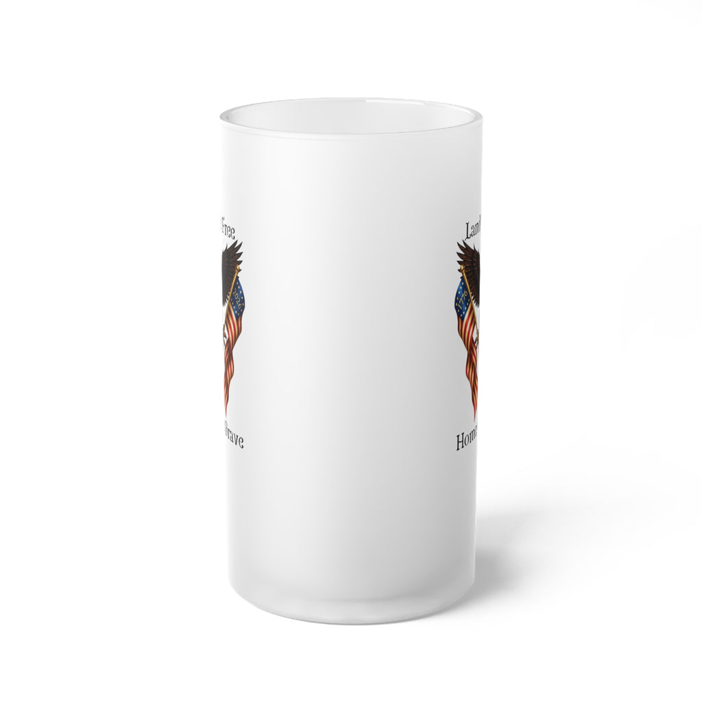 Land of the Free Home of the Brave Frosted Beer Mug