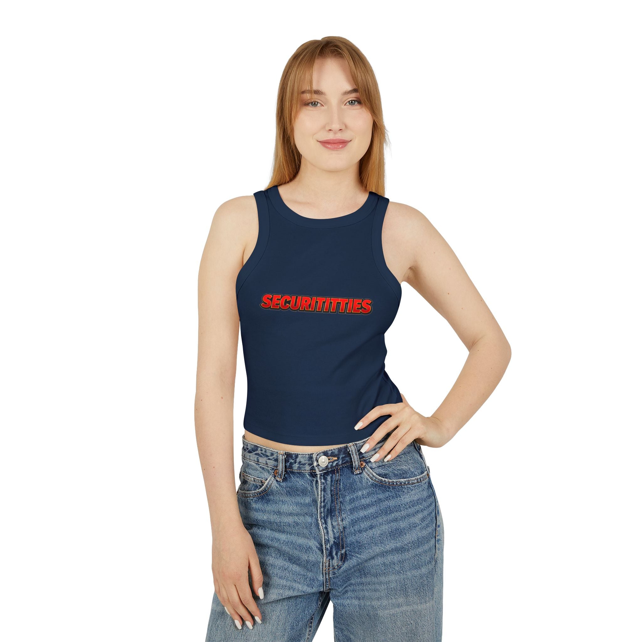 SECURITITTIES Racer Tank Top — Bold Graphic Women's Crop Tank