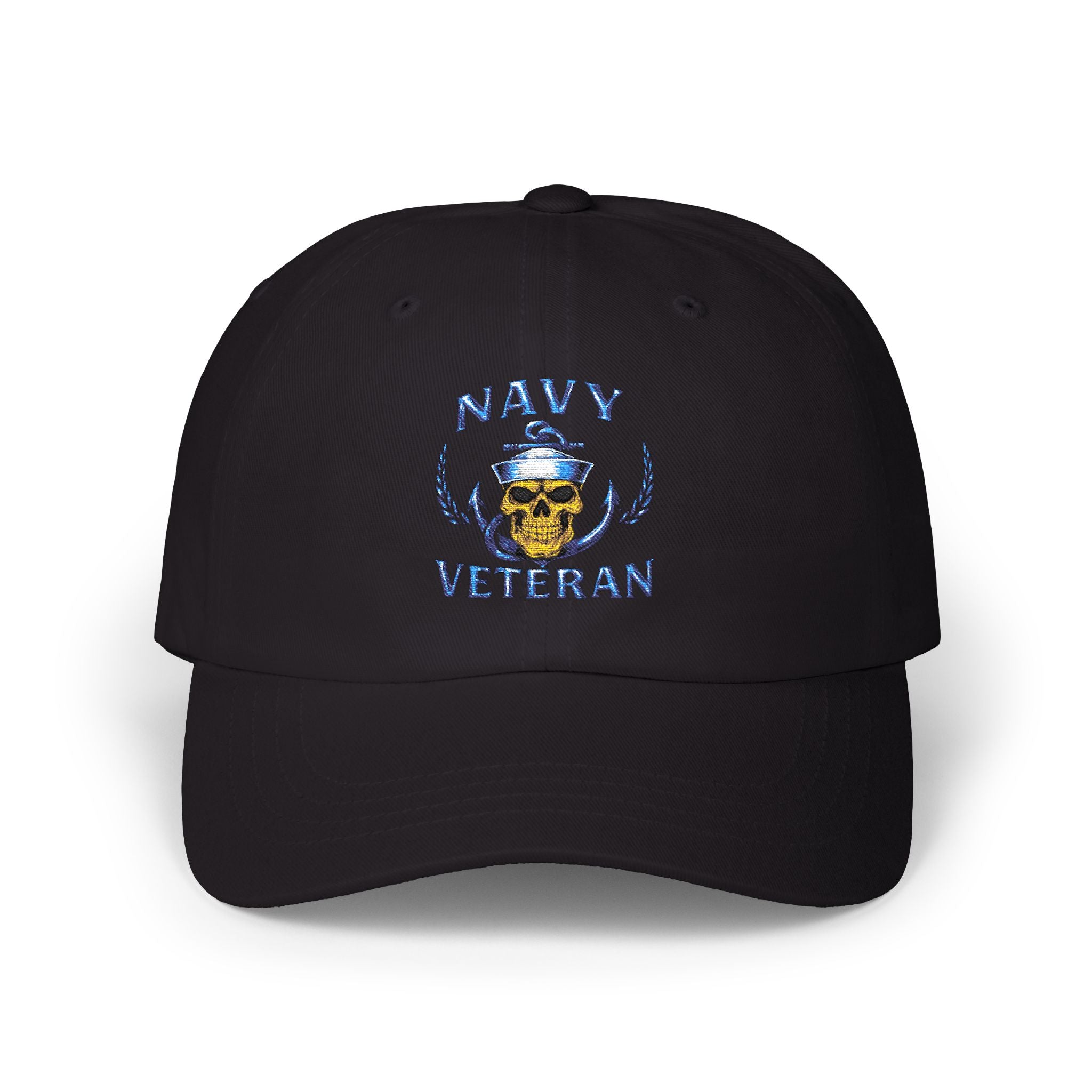 Navy Veteran Skull Dad Cap — Embroidered Military Baseball Hat