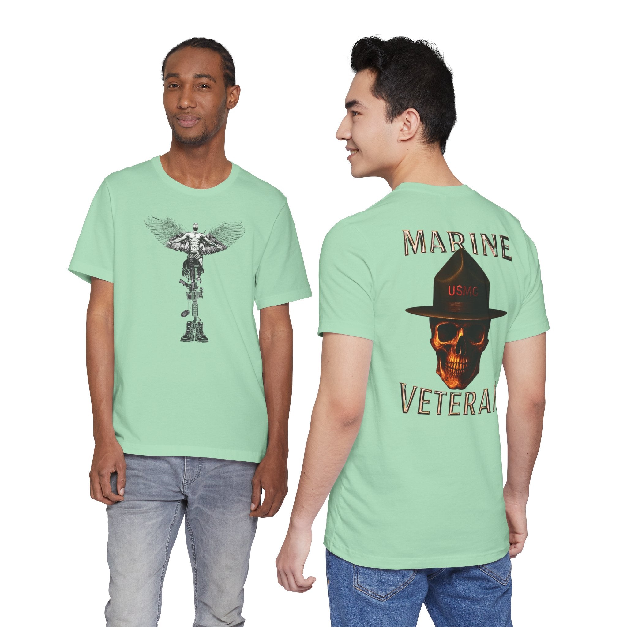 Marine Veteran T-Shirt — USMC Skull Drill Instructor Design