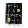 Funny Emoji Quote Shower Curtain | Poop and Grin Bathroom Decor